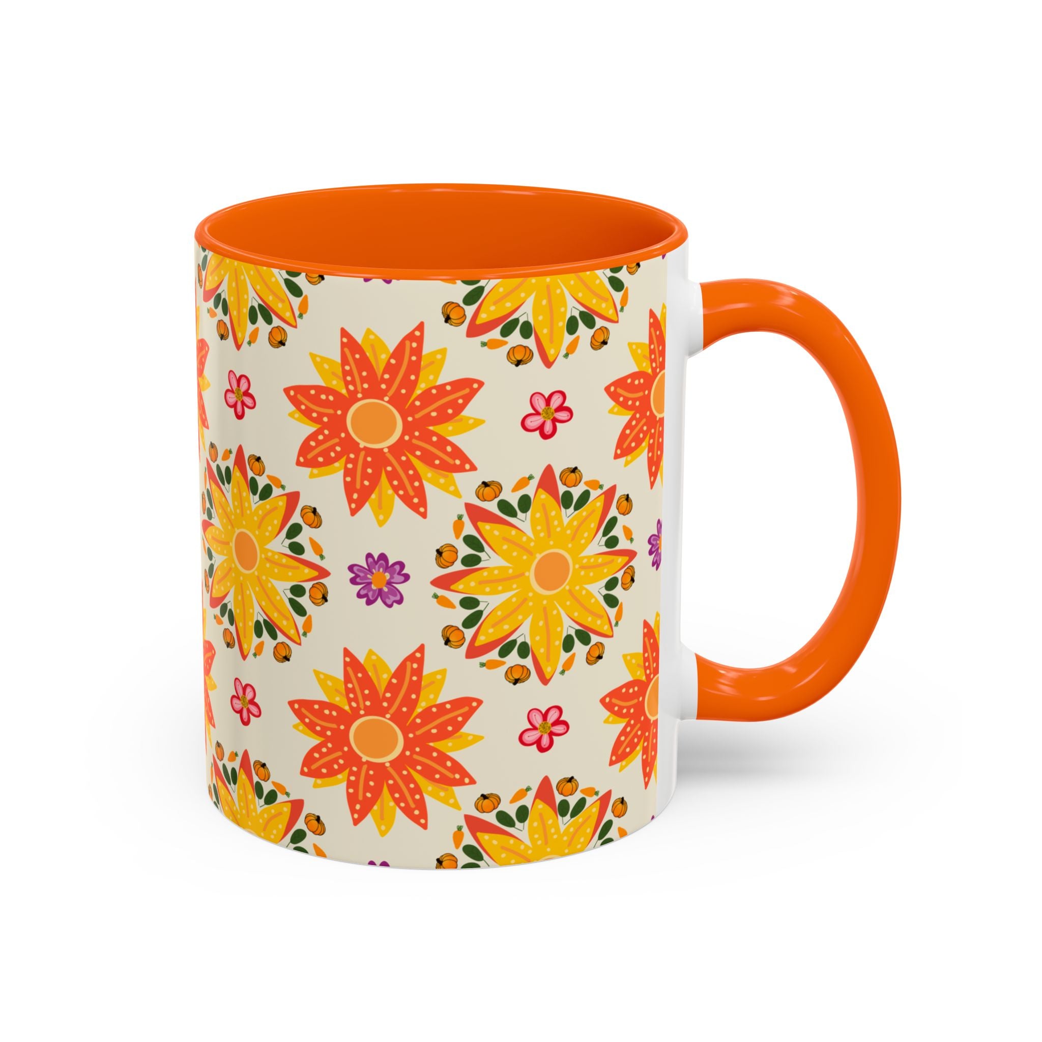 Vibrant Floral Accent Coffee Mug - Perfect for Home, Office, Gifts, Decorative Kitchenware, Unique Drinkware