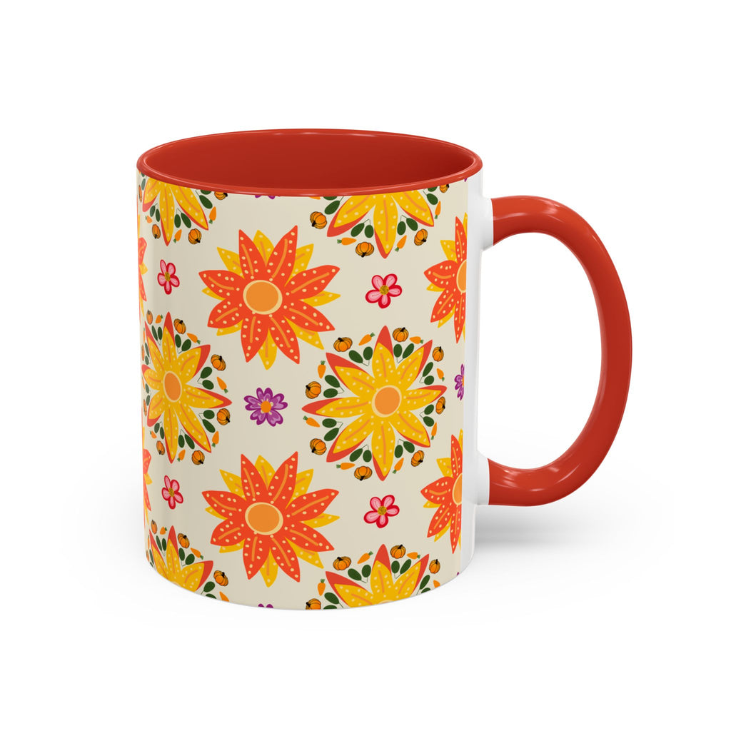 Vibrant Floral Accent Coffee Mug - Perfect for Home, Office, Gifts, Decorative Kitchenware, Unique Drinkware