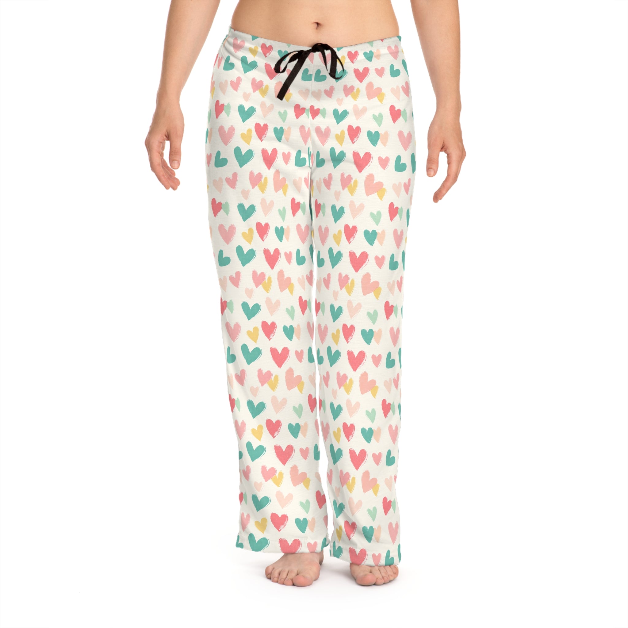 Heart Pattern Women's Pajama Pants, Cute Loungewear, Cozy Sleepwear, Perfect for Valentine's Day, Relaxation, Gift for Her