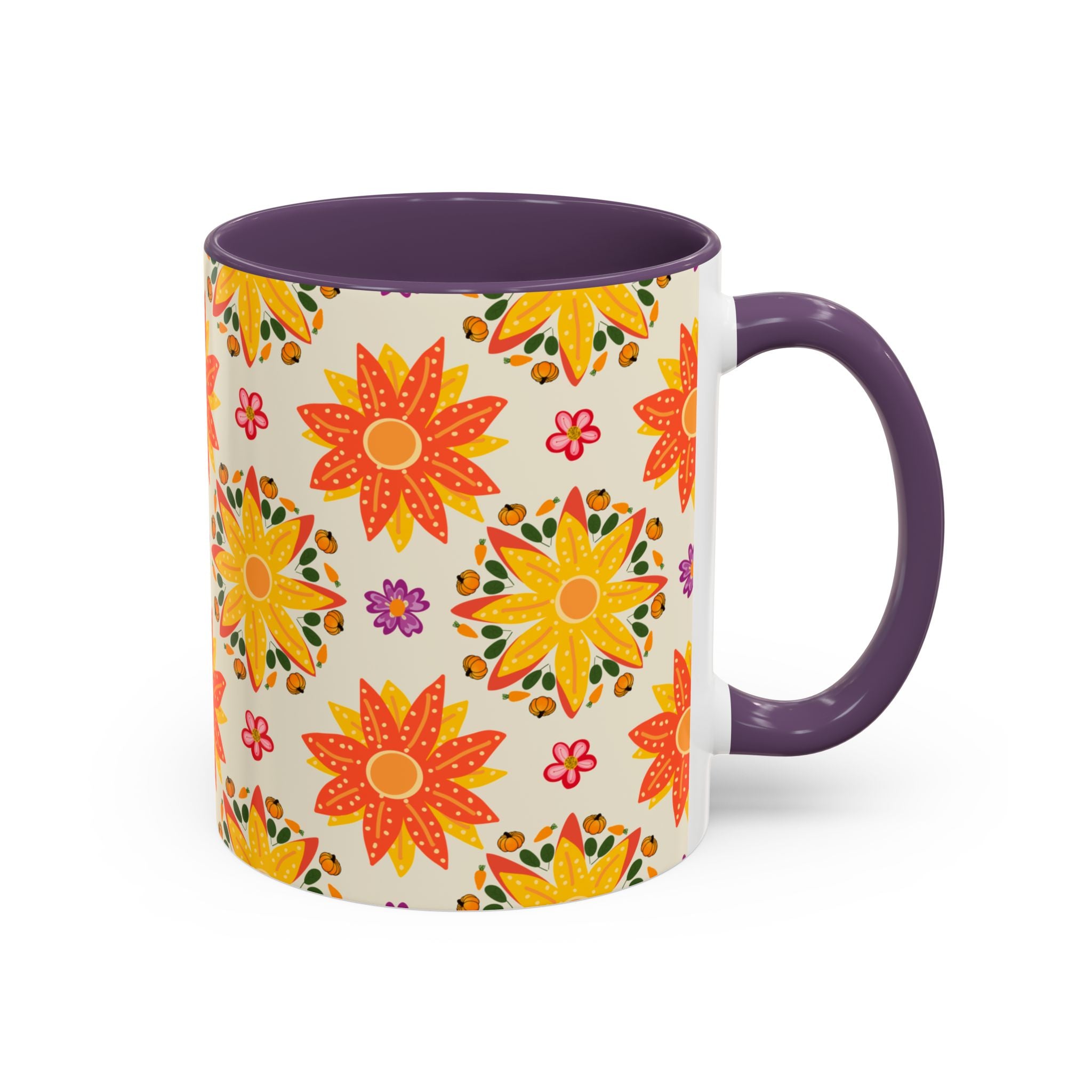 Vibrant Floral Accent Coffee Mug - Perfect for Home, Office, Gifts, Decorative Kitchenware, Unique Drinkware