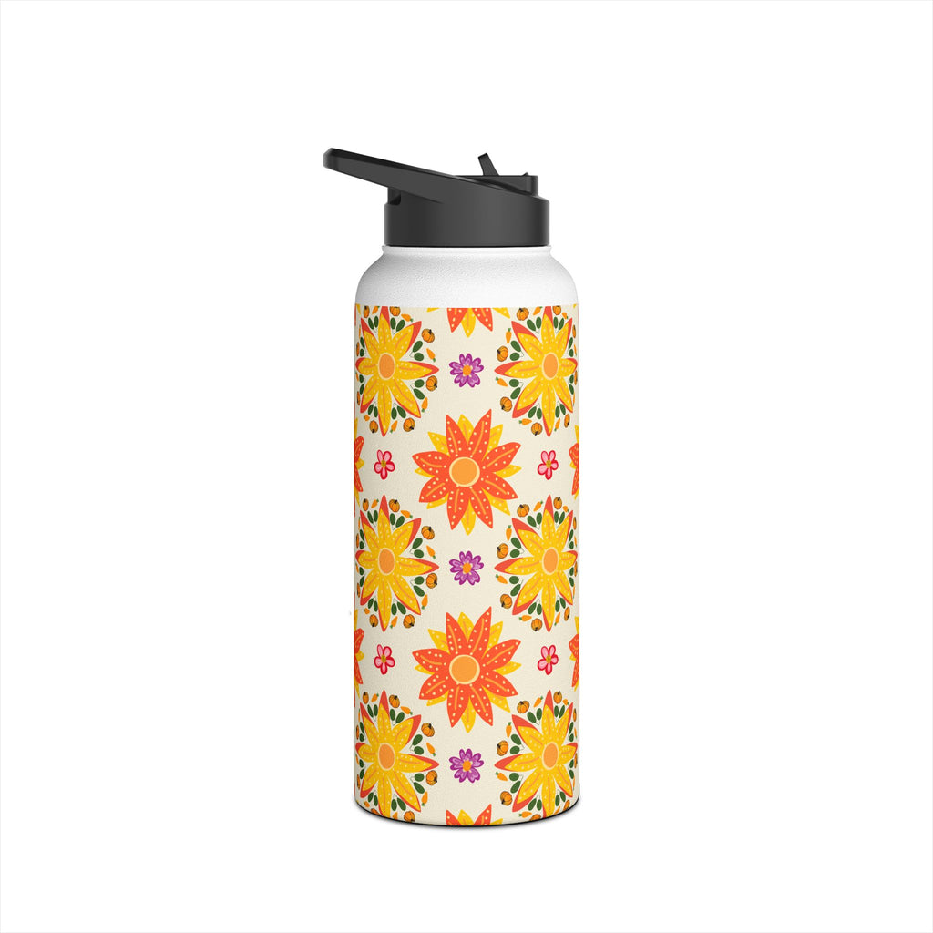 Vibrant Floral Stainless Steel Water Bottle, Eco-Friendly Drinkware, Hydration for Yoga, Travel, Gift for Nature Lovers