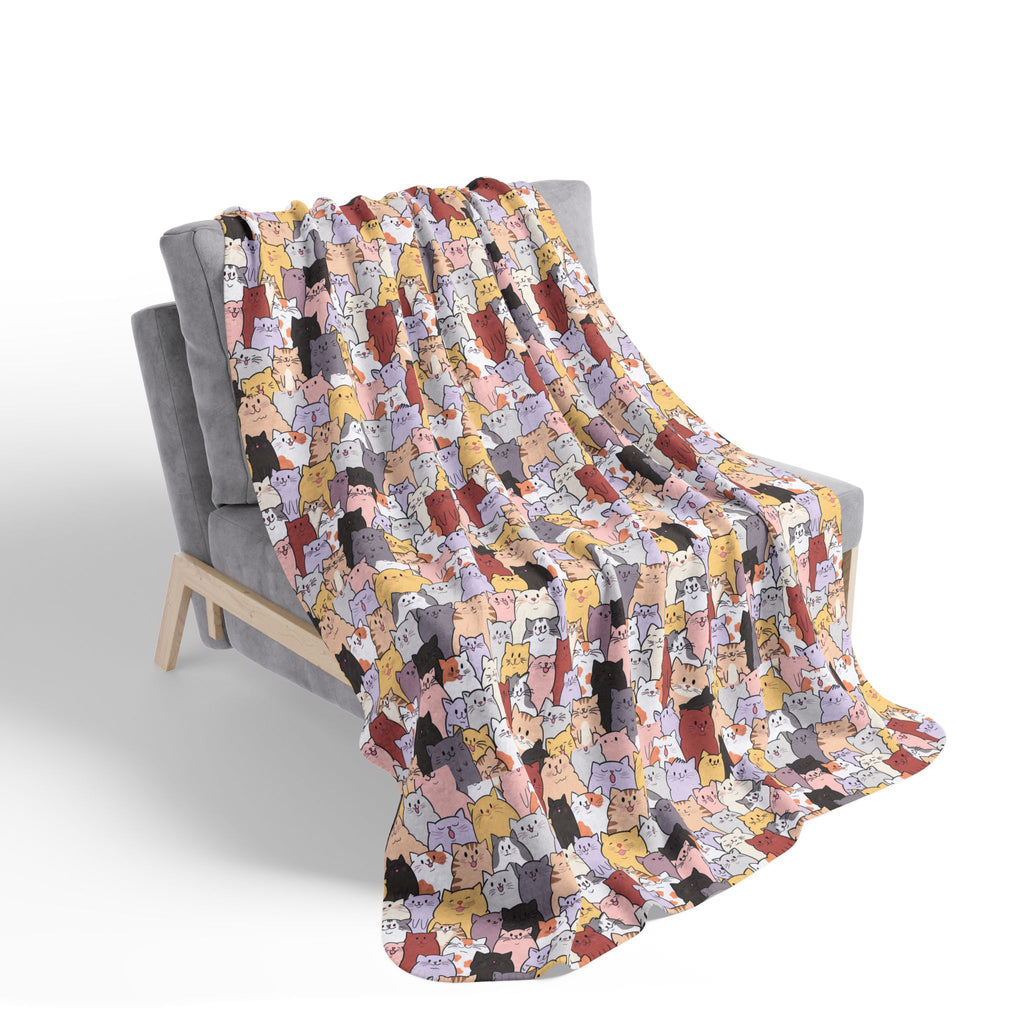 Cozy Fleece Sherpa Blanket with Fun Cat Pattern - Perfect for Snuggling, Gifts, Home Decor, Movie Nights, and Cozy Evenings