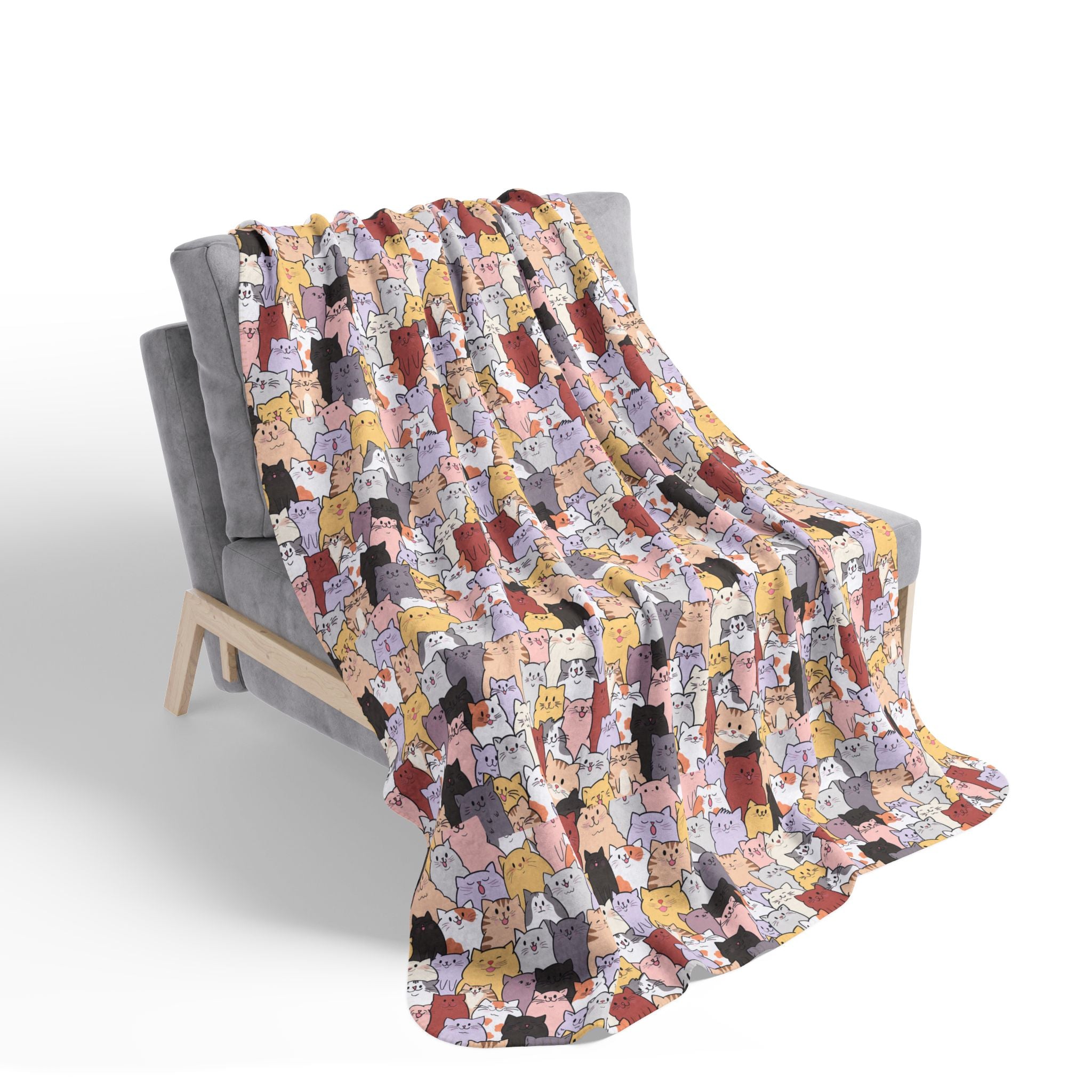 Cozy Fleece Sherpa Blanket with Fun Cat Pattern - Perfect for Snuggling, Gifts, Home Decor, Movie Nights, and Cozy Evenings