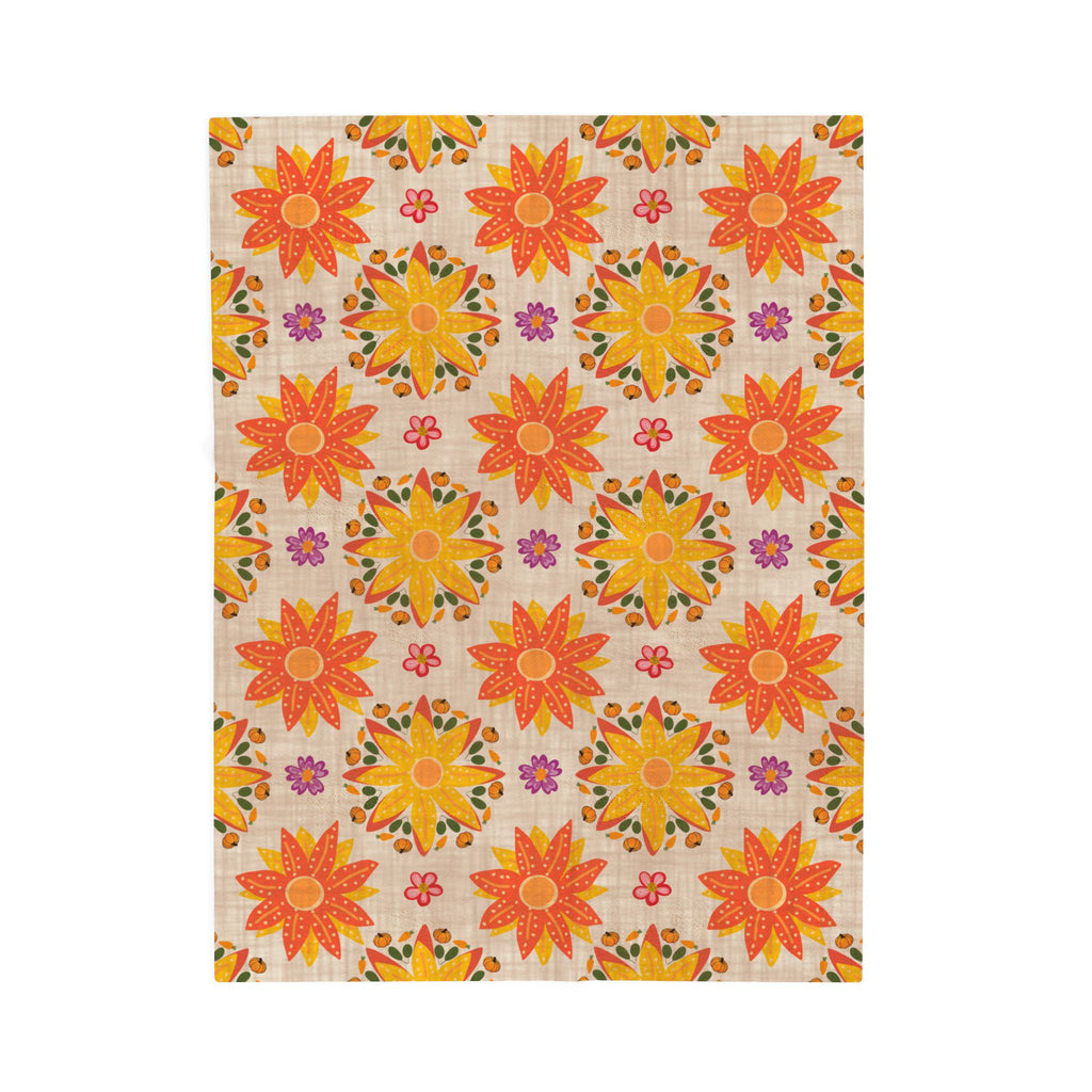 Vibrant Floral Velveteen Plush Blanket, Cozy Throw, Home Decor, Gift for Her, Spring Decor, Soft Blanket for All Occasions