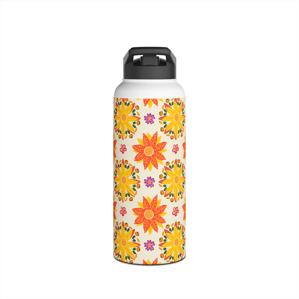 Vibrant Floral Stainless Steel Water Bottle, Eco-Friendly Drinkware, Hydration for Yoga, Travel, Gift for Nature Lovers