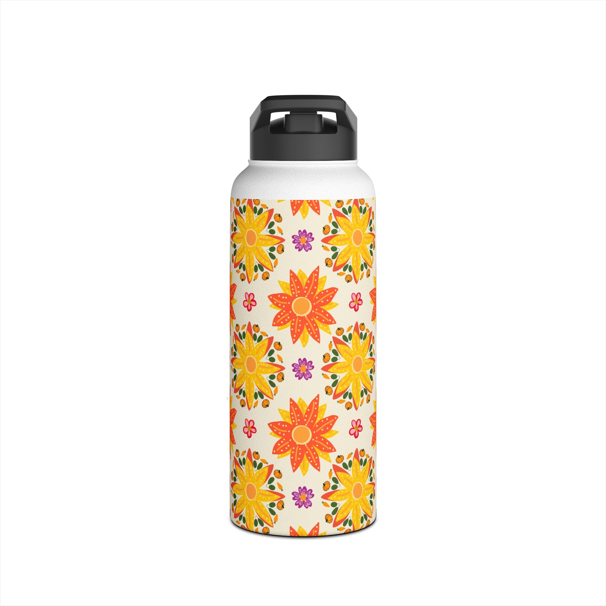 Vibrant Floral Stainless Steel Water Bottle, Eco-Friendly Drinkware, Hydration for Yoga, Travel, Gift for Nature Lovers