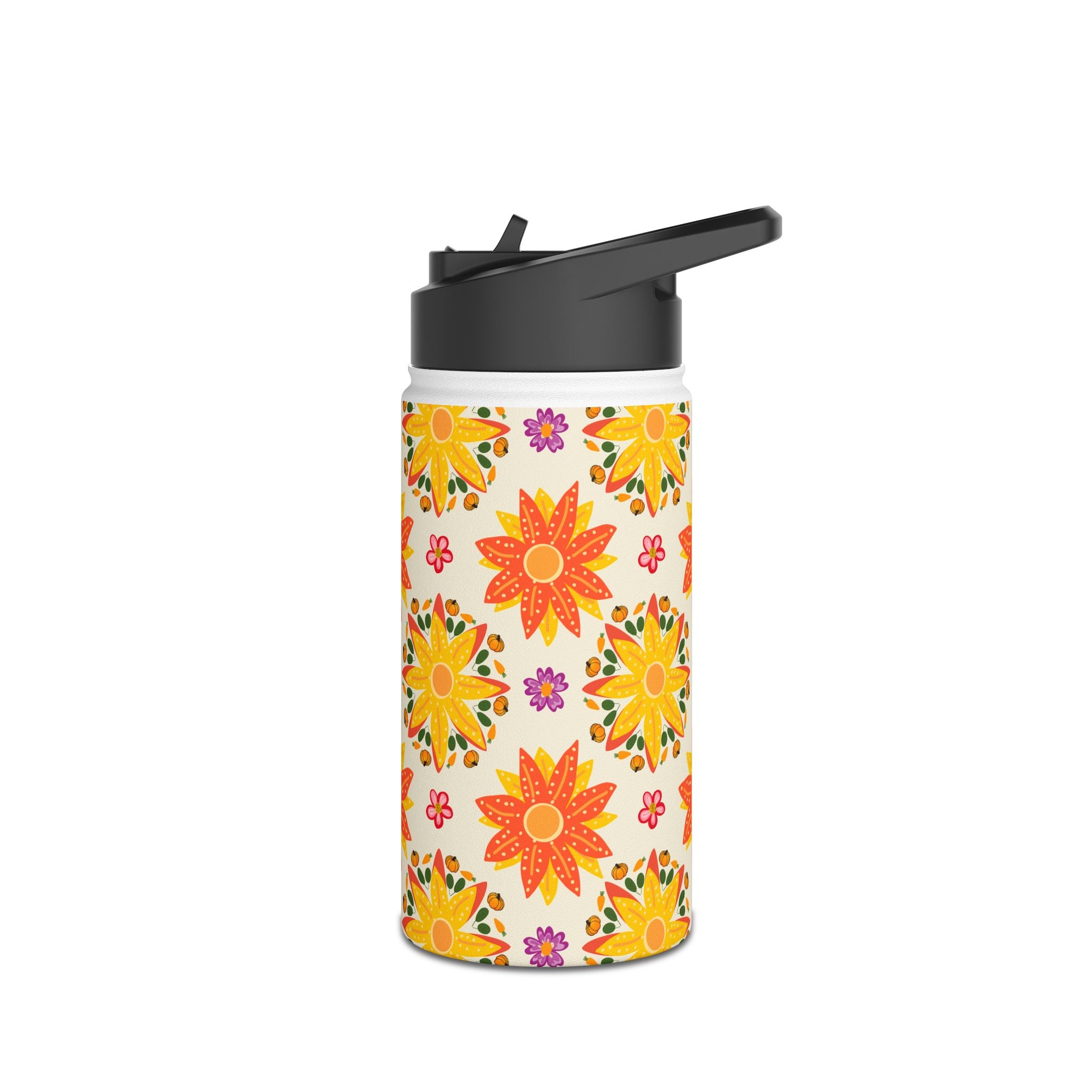 Vibrant Floral Stainless Steel Water Bottle, Eco-Friendly Drinkware, Hydration for Yoga, Travel, Gift for Nature Lovers
