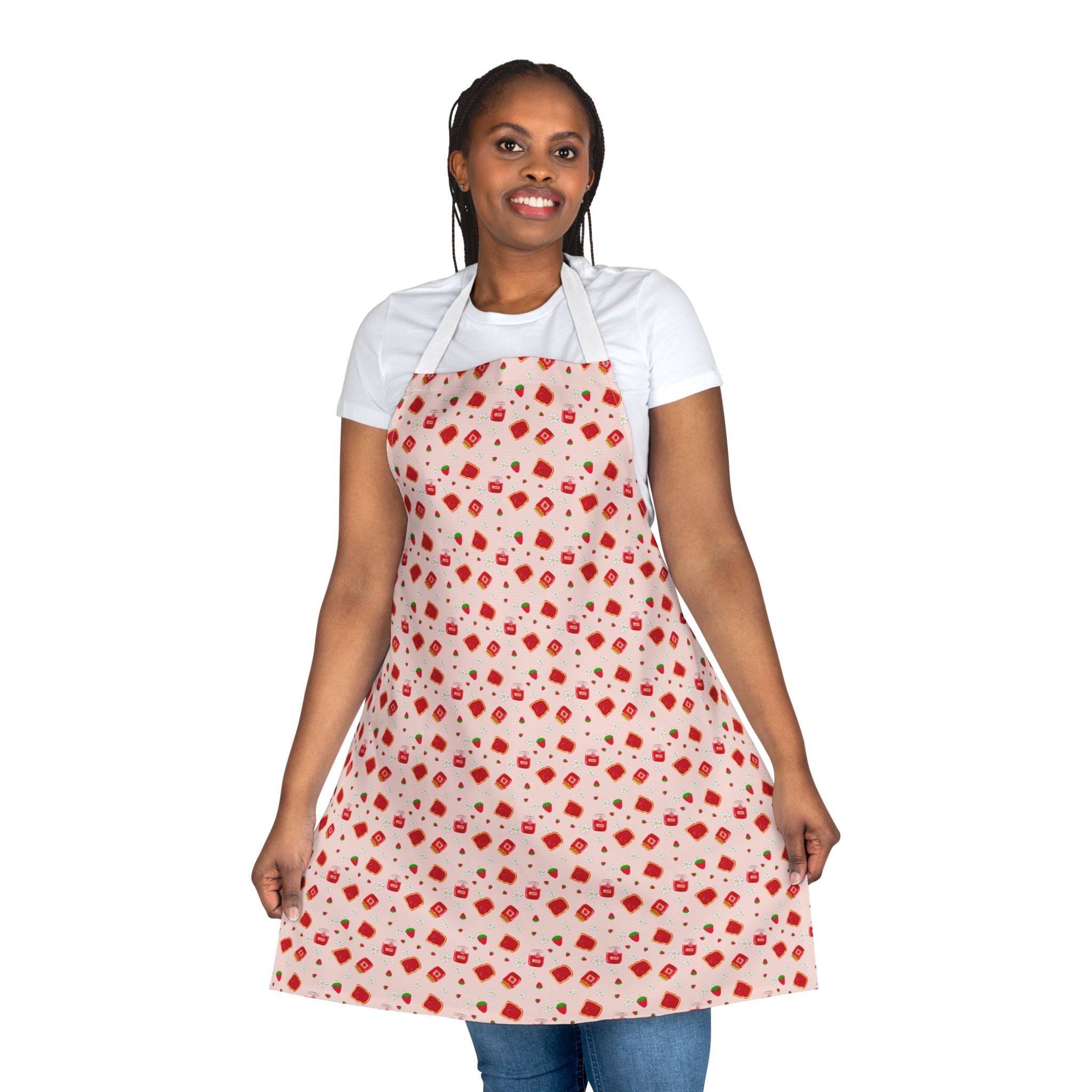 Charming Strawberry Jam Apron with 5-Color Straps, Cooking Gift, Kitchen Decor, Mother's Day Present, Baking Lover's Essential