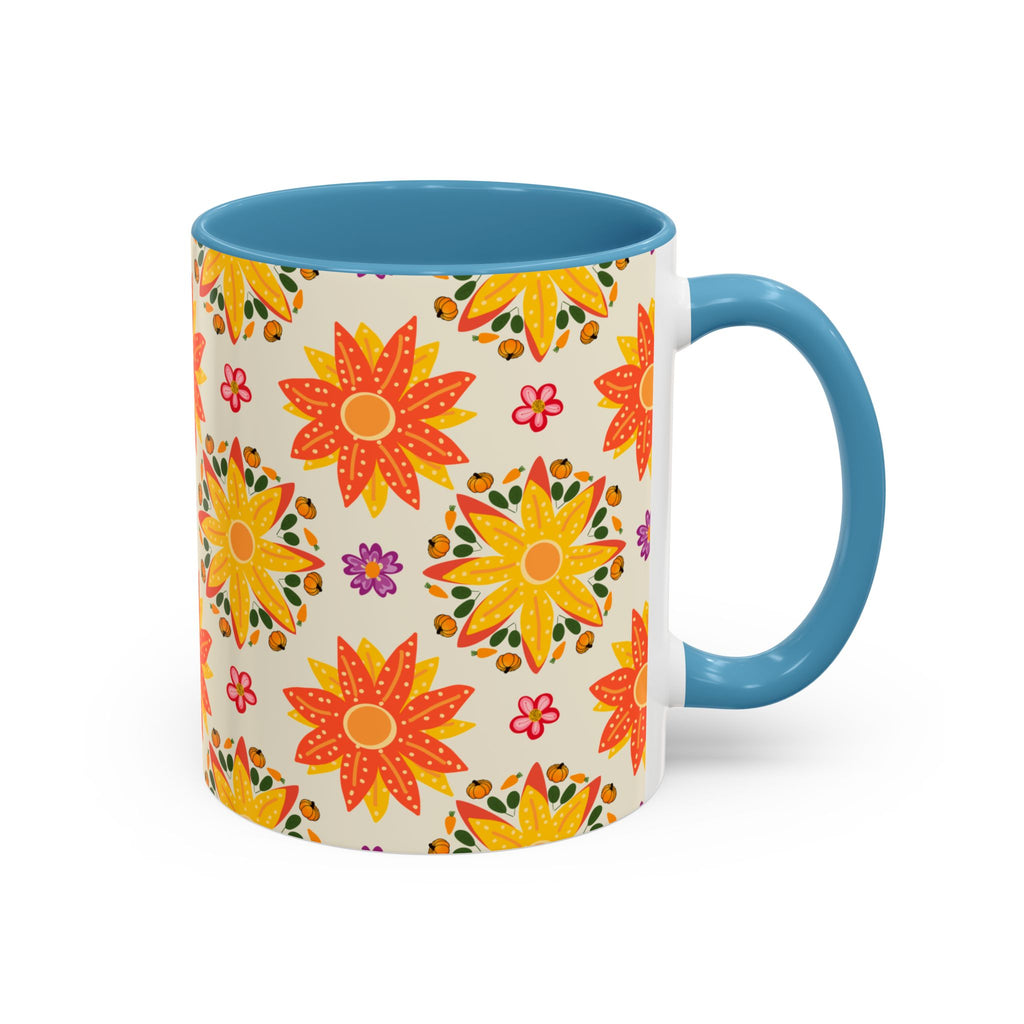 Vibrant Floral Accent Coffee Mug - Perfect for Home, Office, Gifts, Decorative Kitchenware, Unique Drinkware