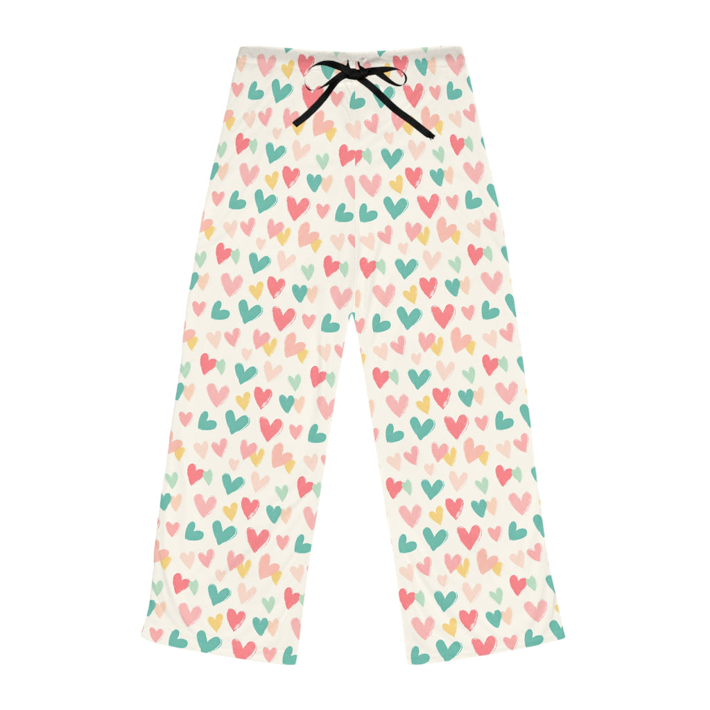 Heart Pattern Women's Pajama Pants, Cute Loungewear, Cozy Sleepwear, Perfect for Valentine's Day, Relaxation, Gift for Her