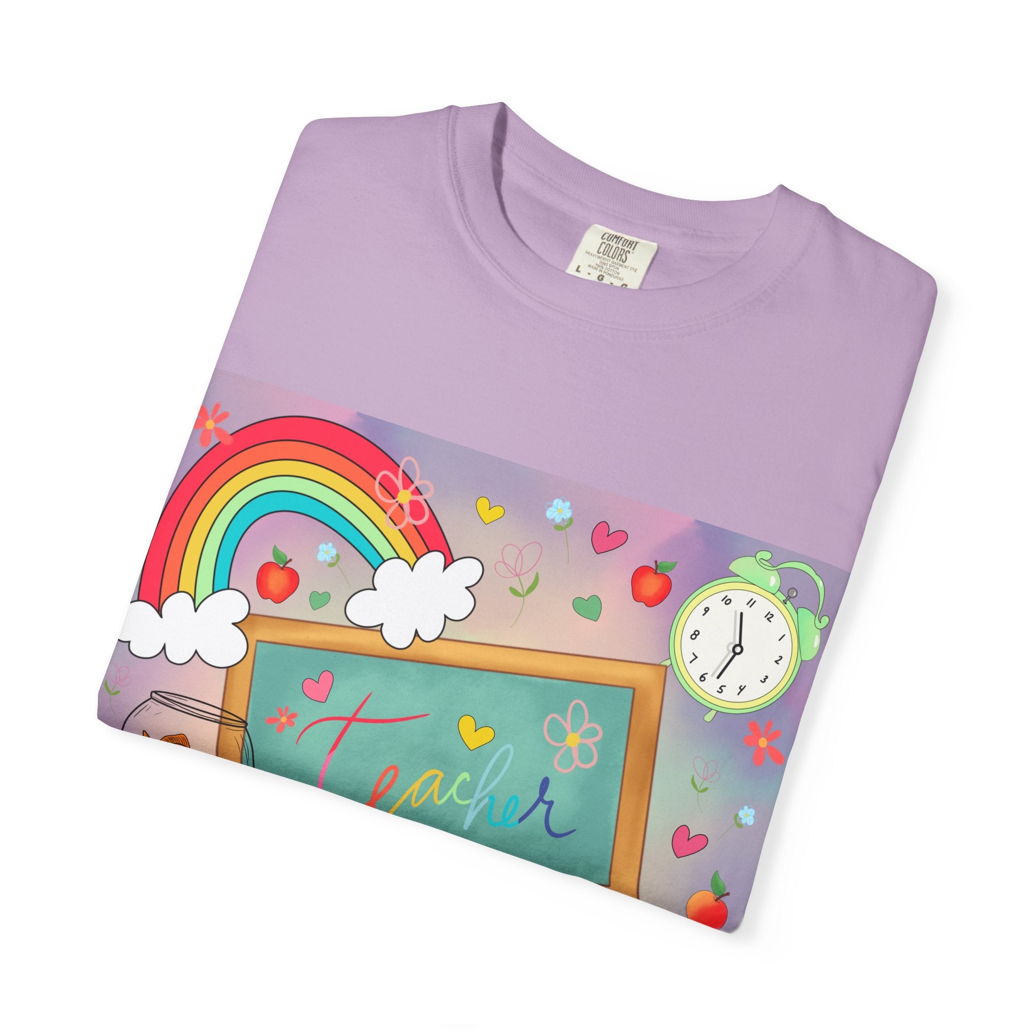 Colorful Teacher T-Shirt, Garment-Dyed Tee for Educators, Gift for Teachers, Classroom Apparel, Back to School Shirt, Rainbow Design