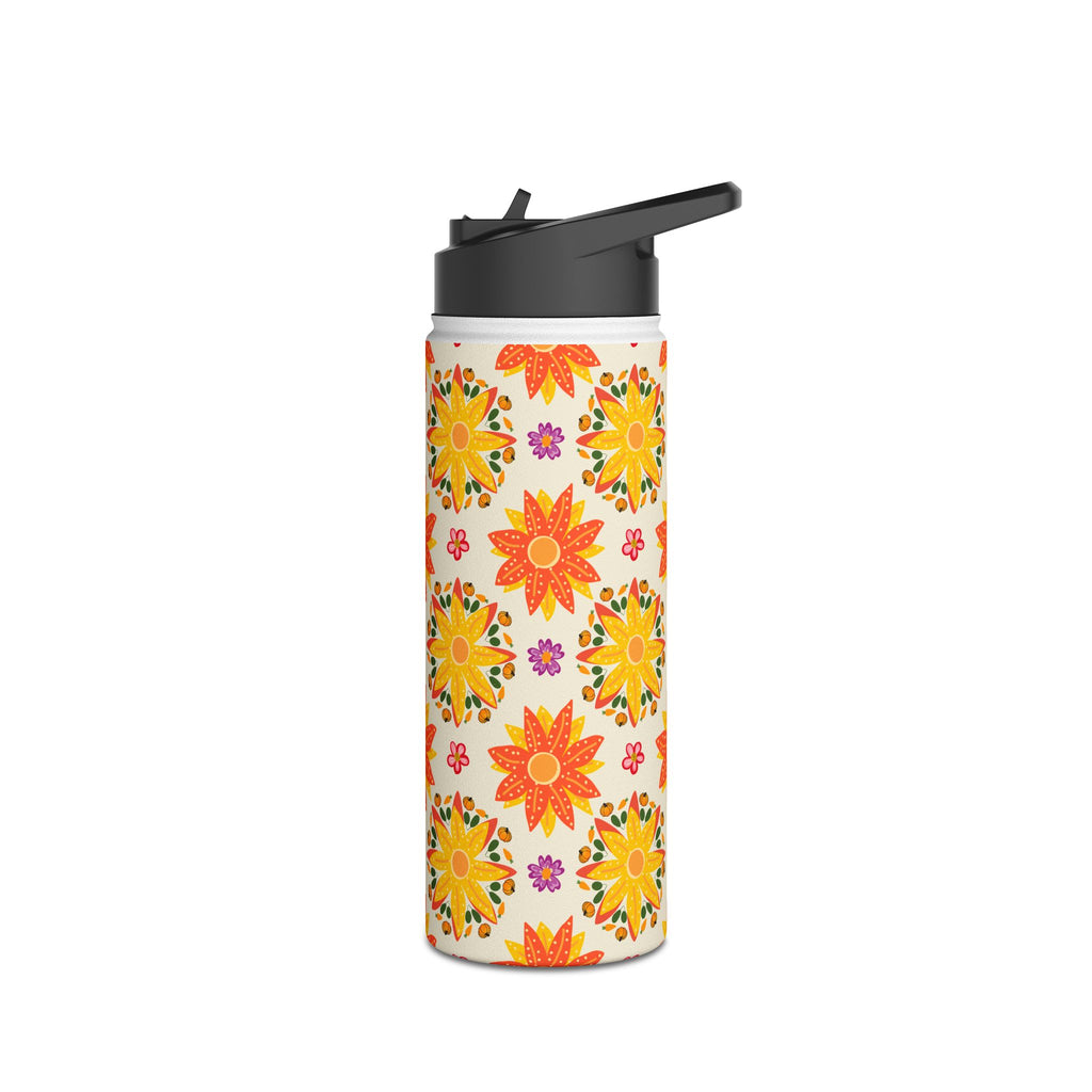 Vibrant Floral Stainless Steel Water Bottle, Eco-Friendly Drinkware, Hydration for Yoga, Travel, Gift for Nature Lovers