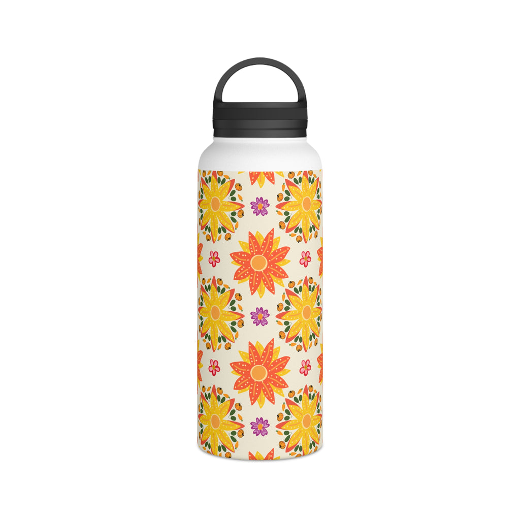 Floral Stainless Steel Water Bottle, Motivational Hydration, Eco-Friendly Gift for Fitness, Travel, Yoga, Summer, Outdoors
