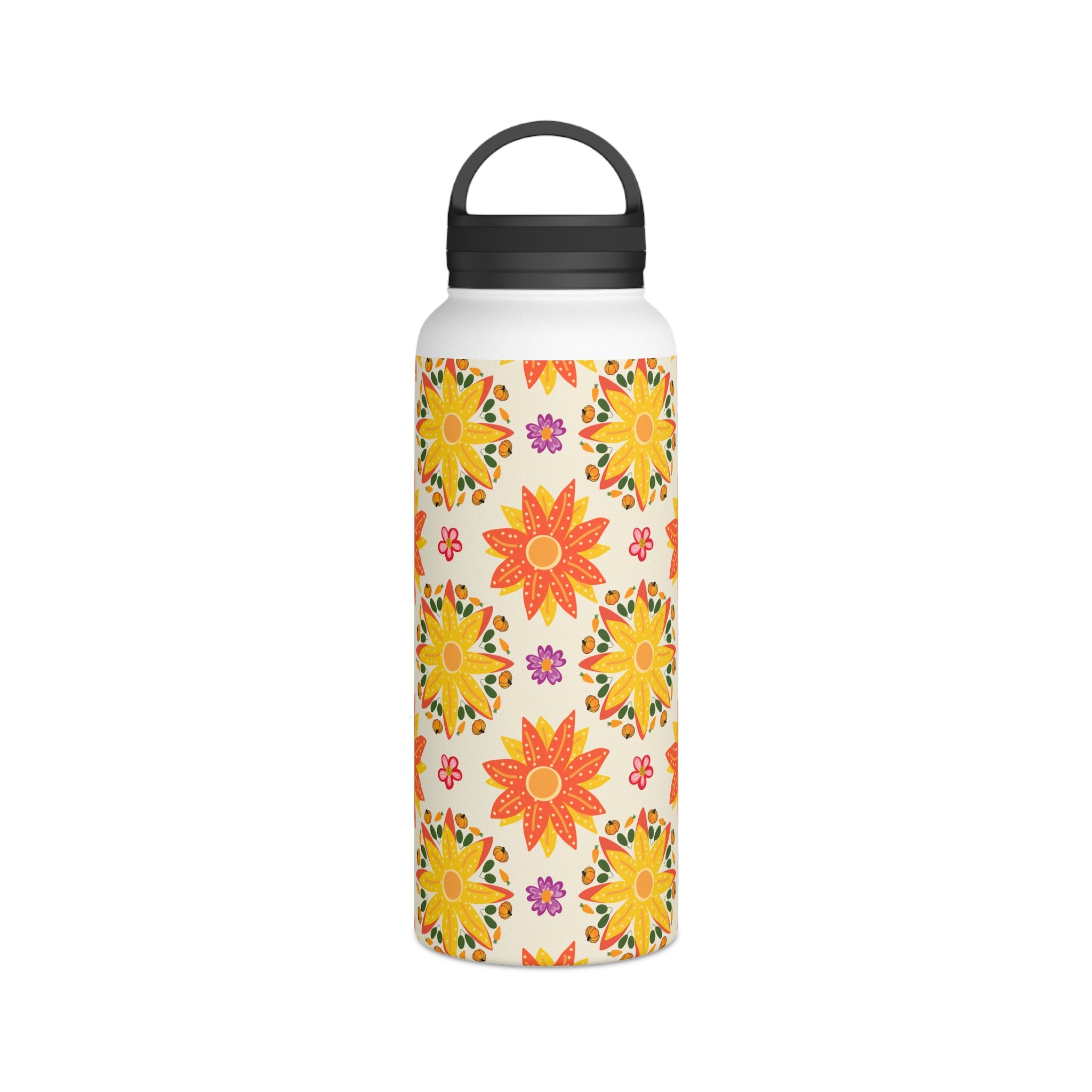 Floral Stainless Steel Water Bottle, Motivational Hydration, Eco-Friendly Gift for Fitness, Travel, Yoga, Summer, Outdoors