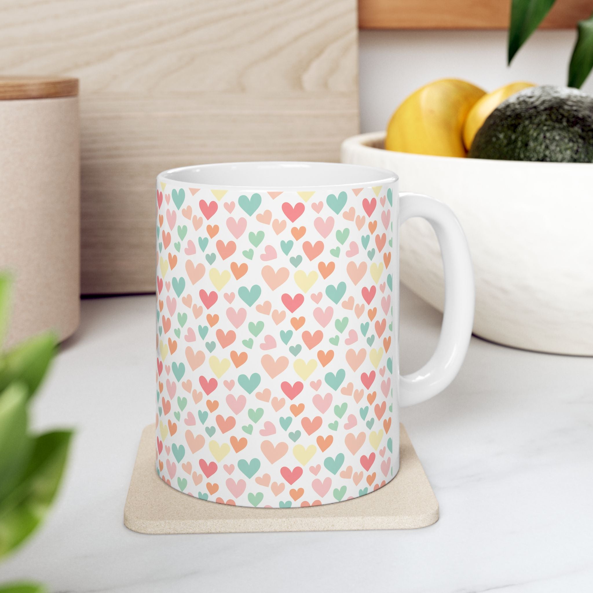 Heart Pattern Ceramic Mug | Cute Coffee Cup | Gift for Her | Colorful Heart Mug | Love-themed Drinkware | Valentine's Day Gift