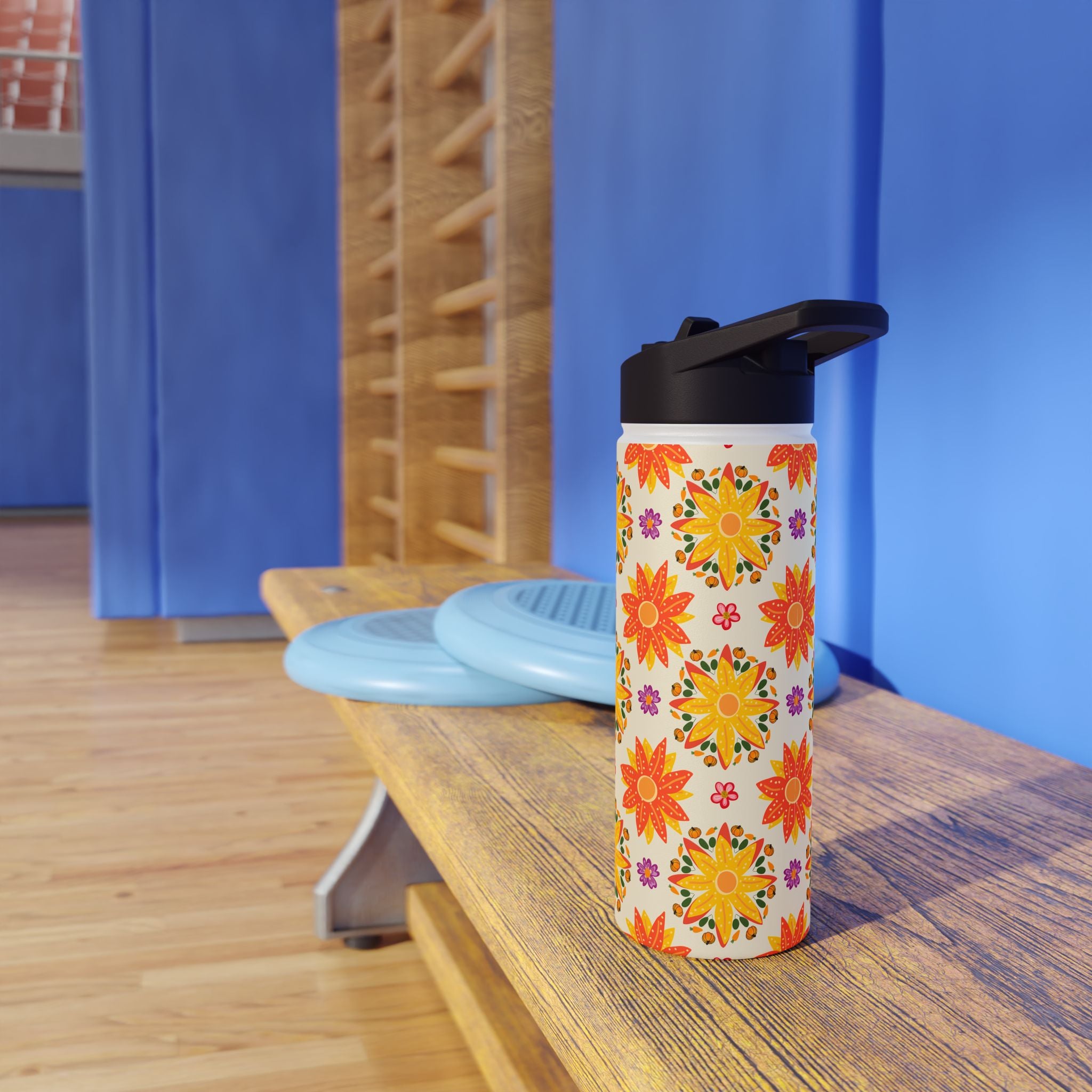 Vibrant Floral Stainless Steel Water Bottle, Eco-Friendly Drinkware, Hydration for Yoga, Travel, Gift for Nature Lovers