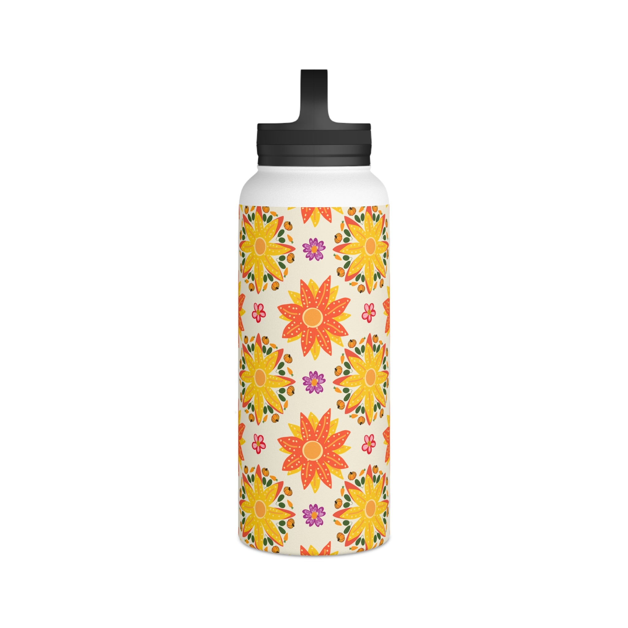 Floral Stainless Steel Water Bottle, Motivational Hydration, Eco-Friendly Gift for Fitness, Travel, Yoga, Summer, Outdoors