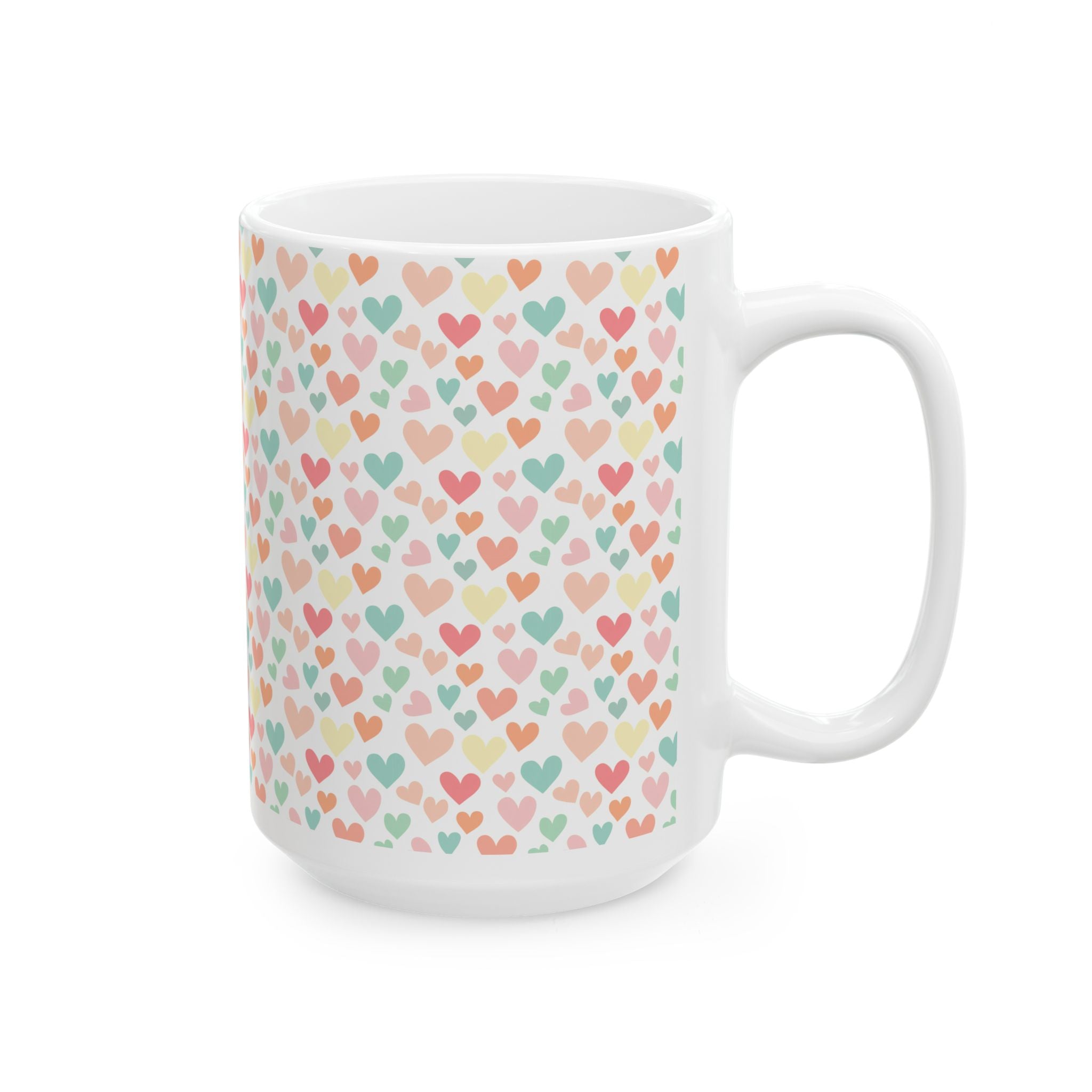 Heart Pattern Ceramic Mug | Cute Coffee Cup | Gift for Her | Colorful Heart Mug | Love-themed Drinkware | Valentine's Day Gift
