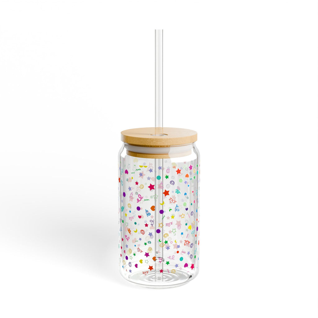 Colorful Party Pattern Sipper Glass | 16oz Drinkware, Cute Glass Cup, Reusable Straws, Ideal Gift for Summer Parties, Eco-friendly Beverage [...]