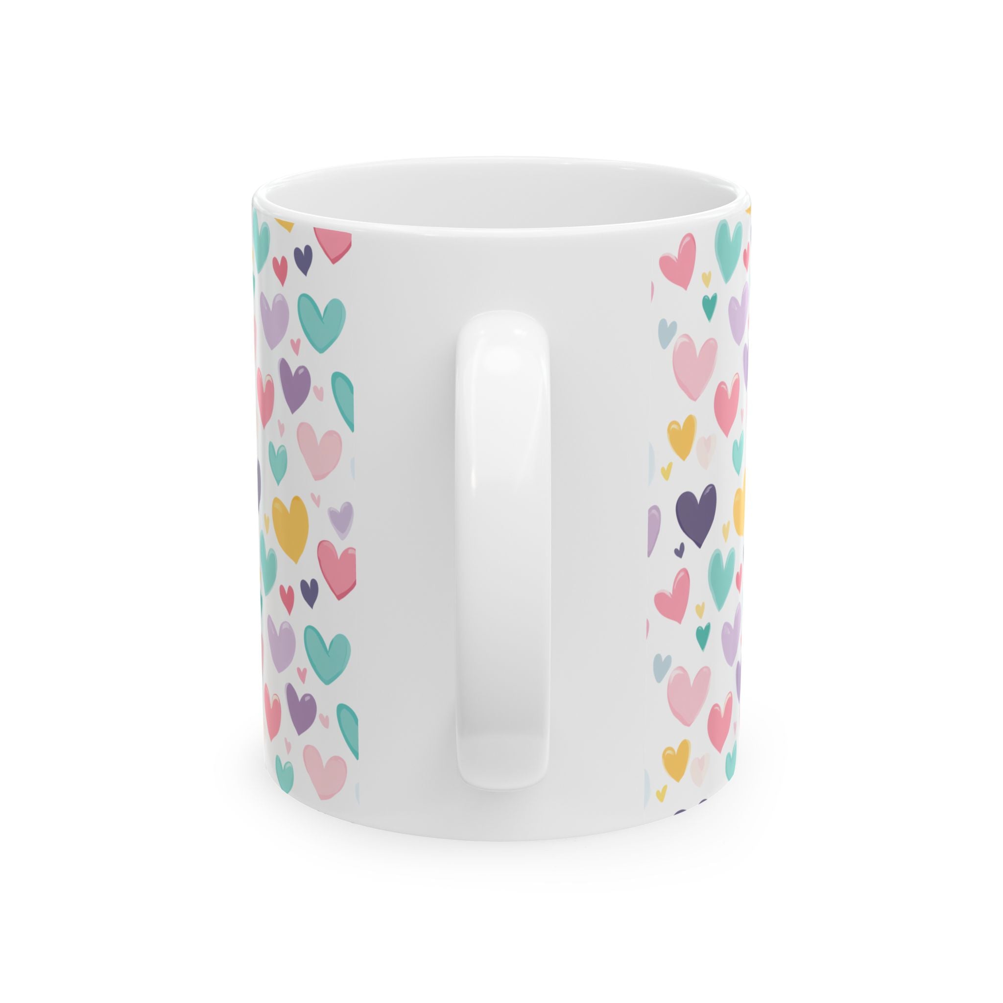 Heart Patterned Ceramic Mug - Cute Coffee Cup for Lovers, Gift for Her, Valentine's Day, Wedding Present, Home Decor