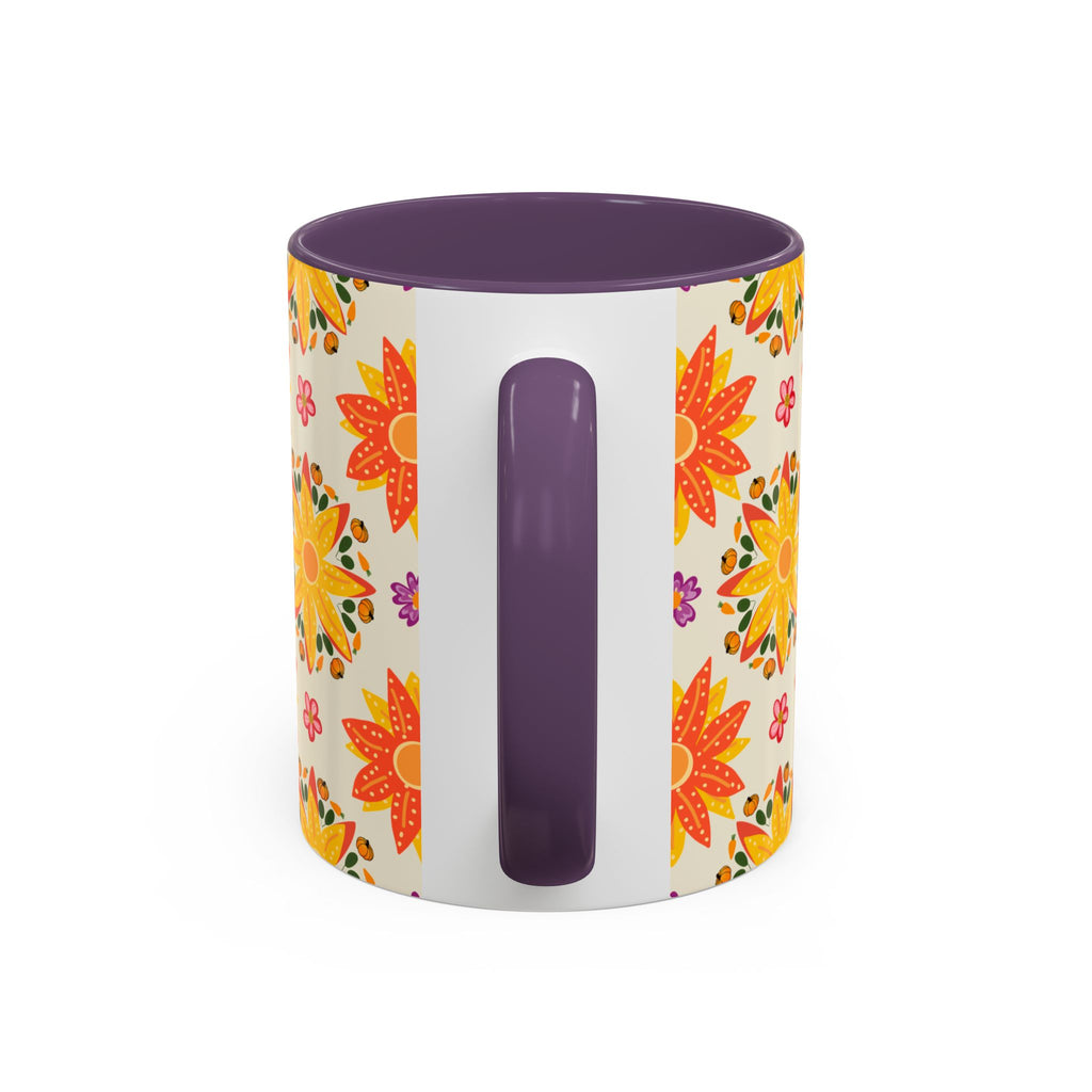 Vibrant Floral Accent Coffee Mug - Perfect for Home, Office, Gifts, Decorative Kitchenware, Unique Drinkware