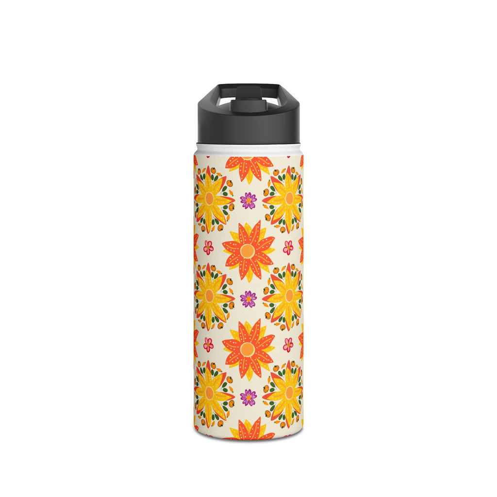 Vibrant Floral Stainless Steel Water Bottle, Eco-Friendly Drinkware, Hydration for Yoga, Travel, Gift for Nature Lovers