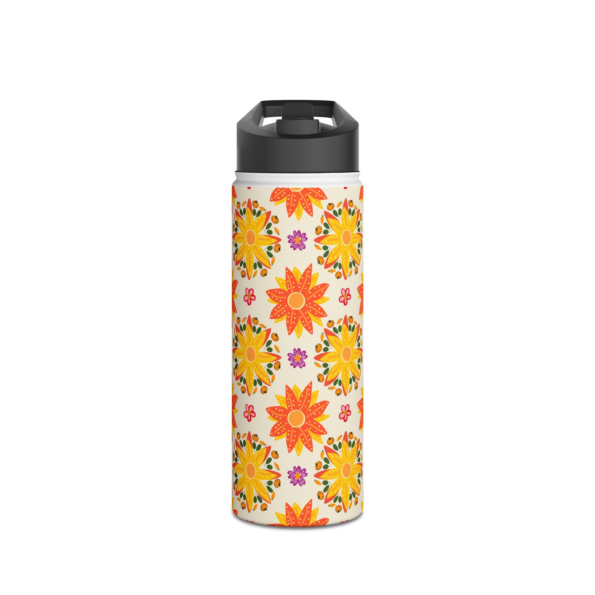 Vibrant Floral Stainless Steel Water Bottle, Eco-Friendly Drinkware, Hydration for Yoga, Travel, Gift for Nature Lovers