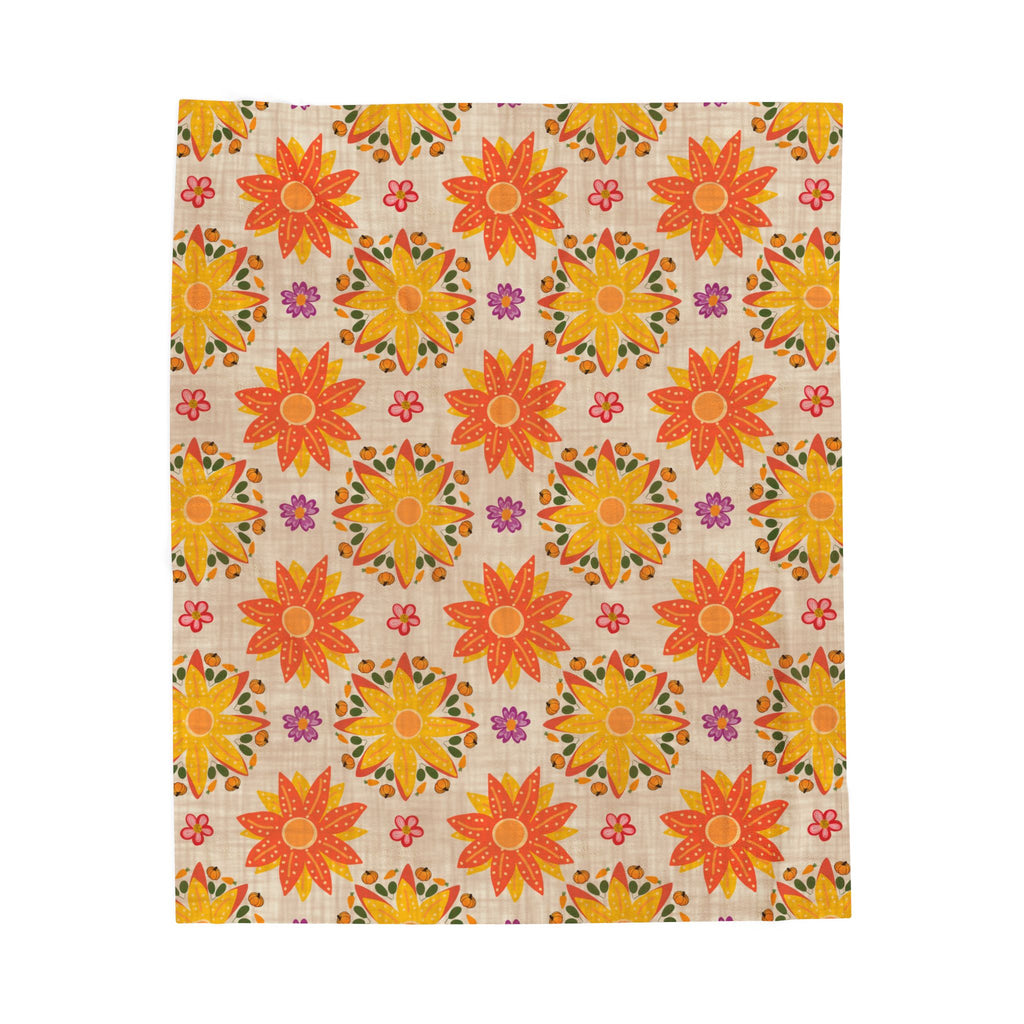 Vibrant Floral Velveteen Plush Blanket, Cozy Throw, Home Decor, Gift for Her, Spring Decor, Soft Blanket for All Occasions
