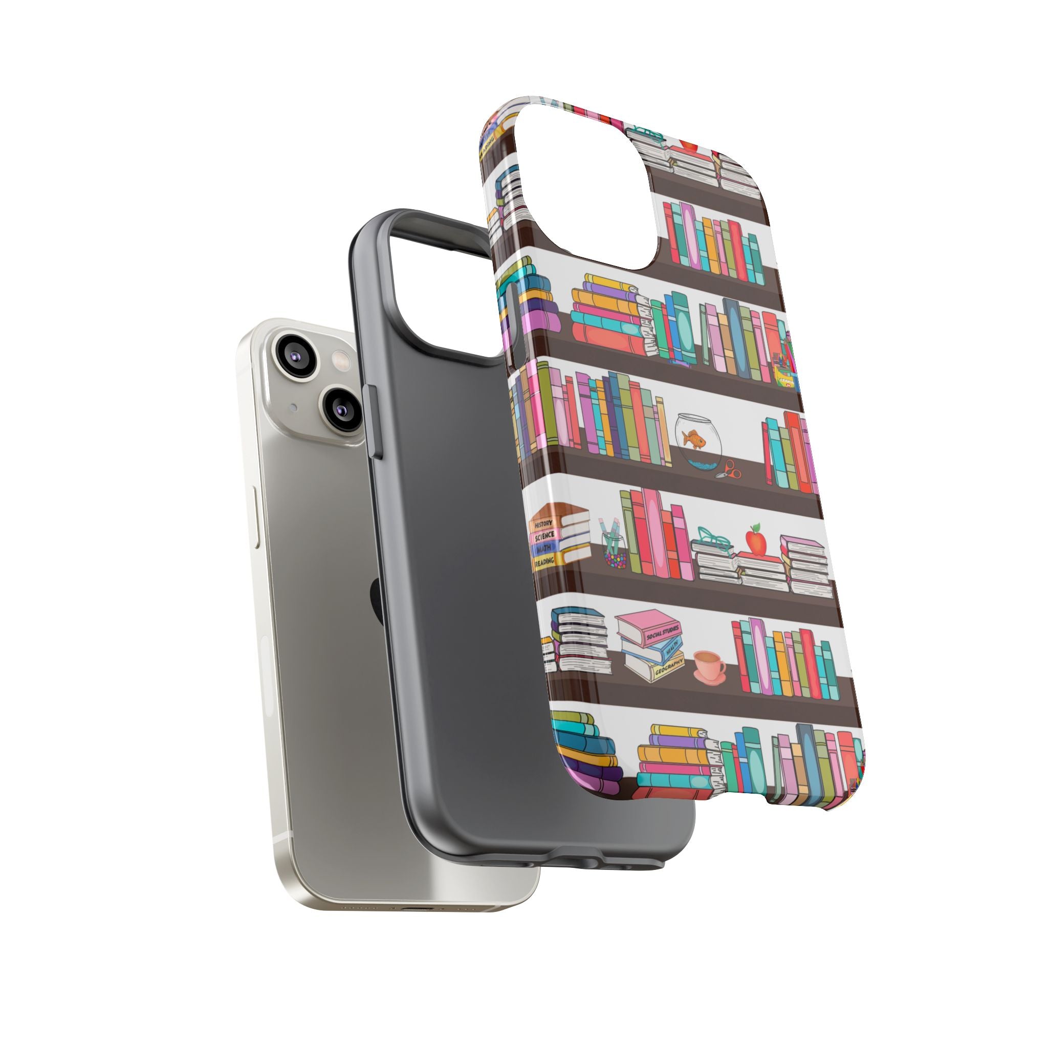Colorful Book Shelf Tough Case, Phone Case, Gift for Book Lovers, Literary Decor, Bookish Accessories, Unique Phone Cover