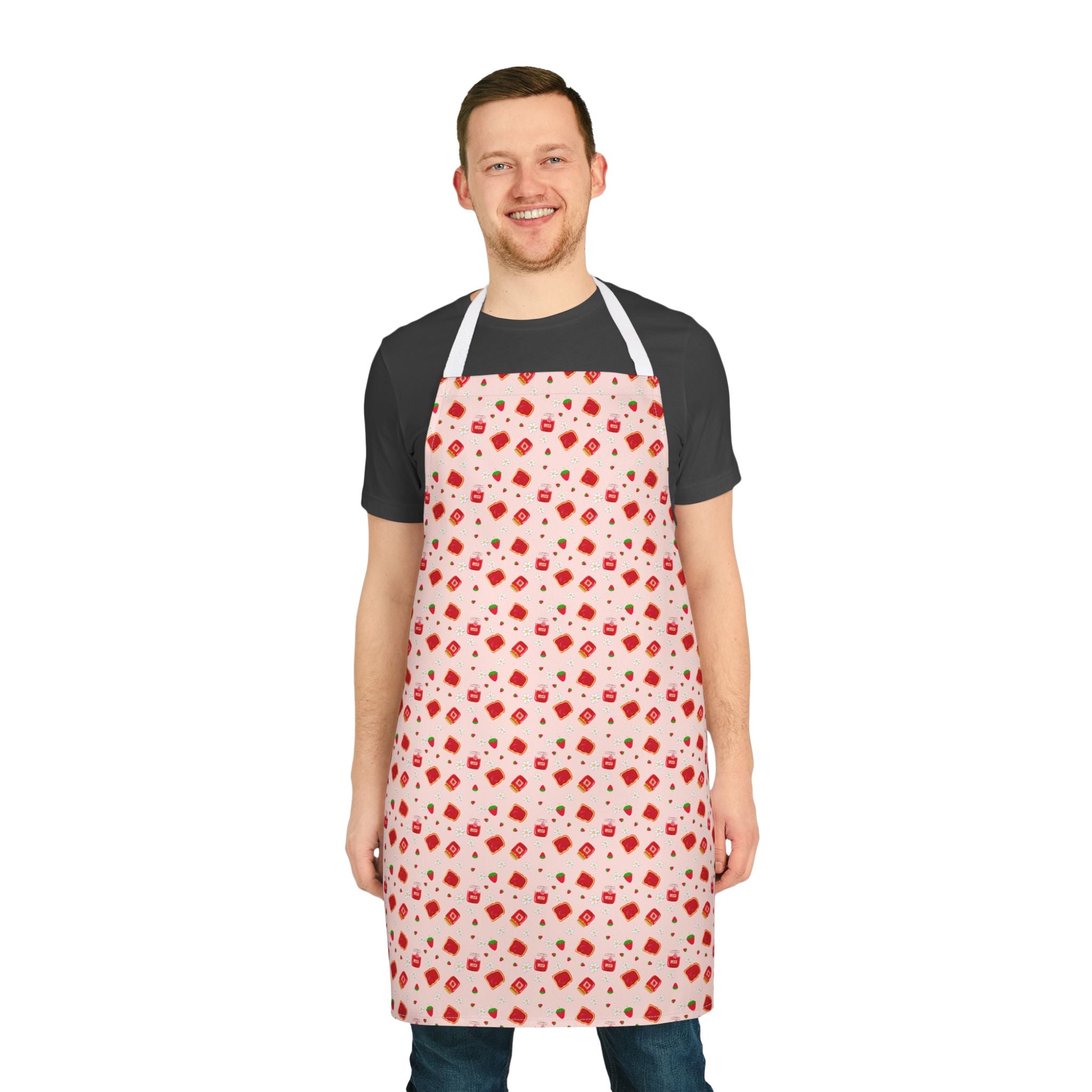 Charming Strawberry Jam Apron with 5-Color Straps, Cooking Gift, Kitchen Decor, Mother's Day Present, Baking Lover's Essential