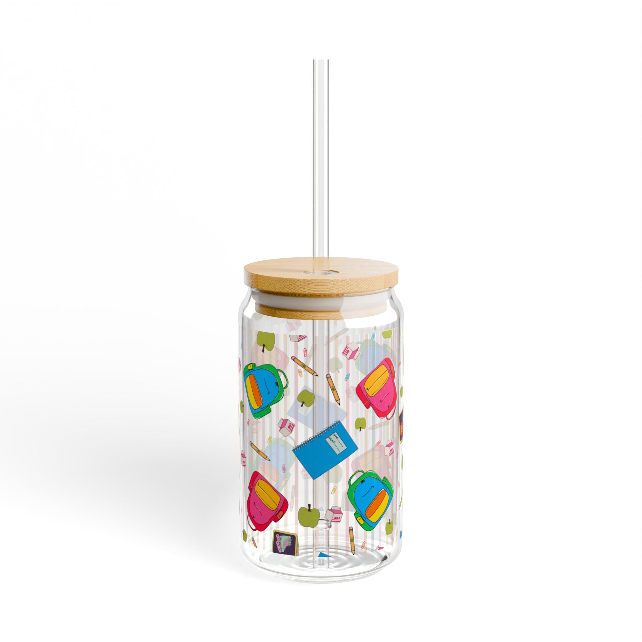 Colorful Sipper Glass, 16oz | Vibrant Straws | Perfect for Parties, Kids' Snacks, Juice, Beverages, Gifts