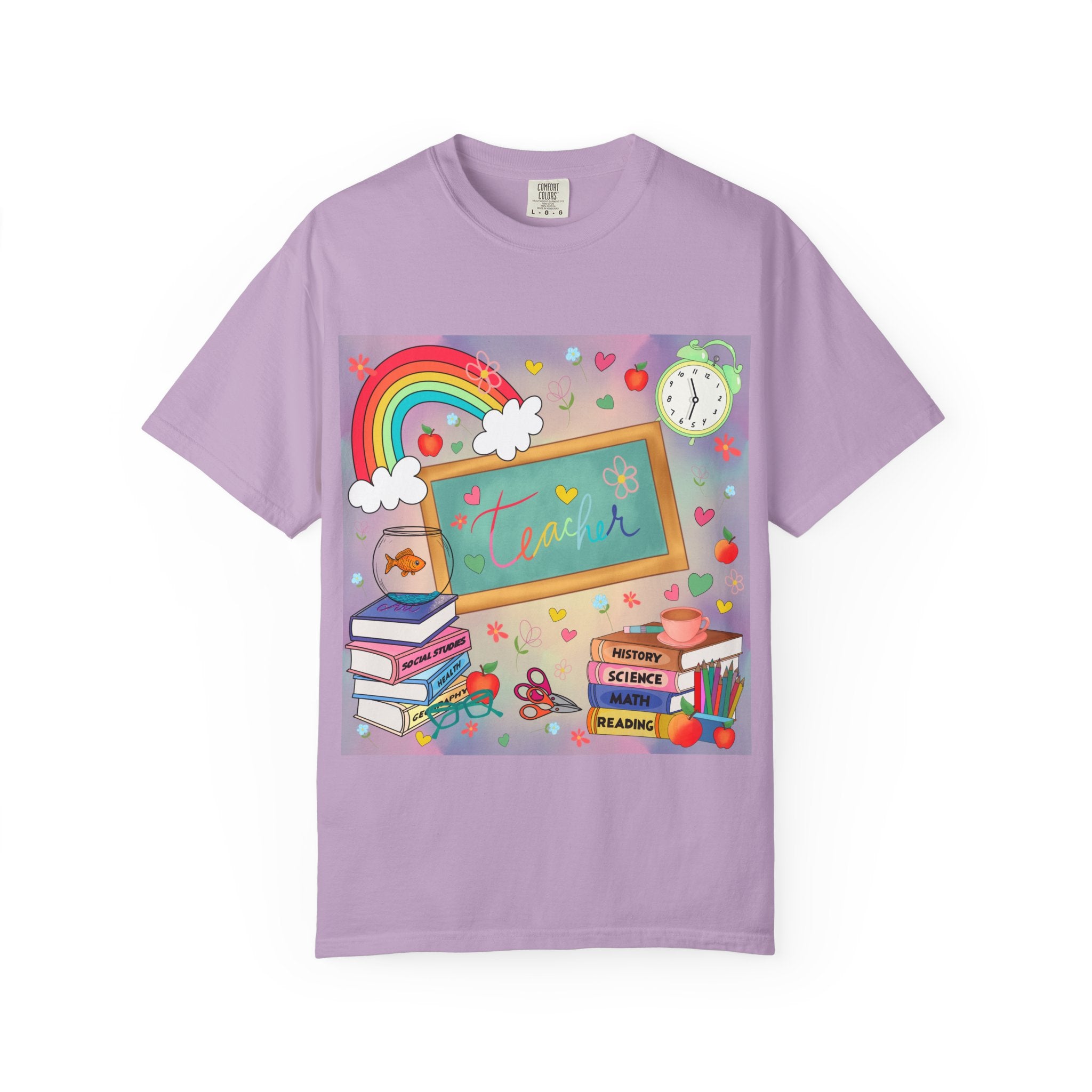 Colorful Teacher T-Shirt, Garment-Dyed Tee for Educators, Gift for Teachers, Classroom Apparel, Back to School Shirt, Rainbow Design