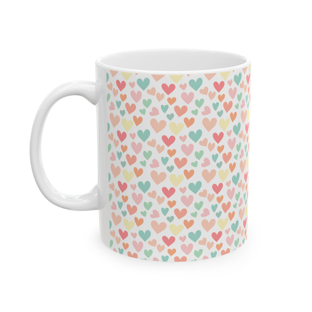 Heart Pattern Ceramic Mug | Cute Coffee Cup | Gift for Her | Colorful Heart Mug | Love-themed Drinkware | Valentine's Day Gift