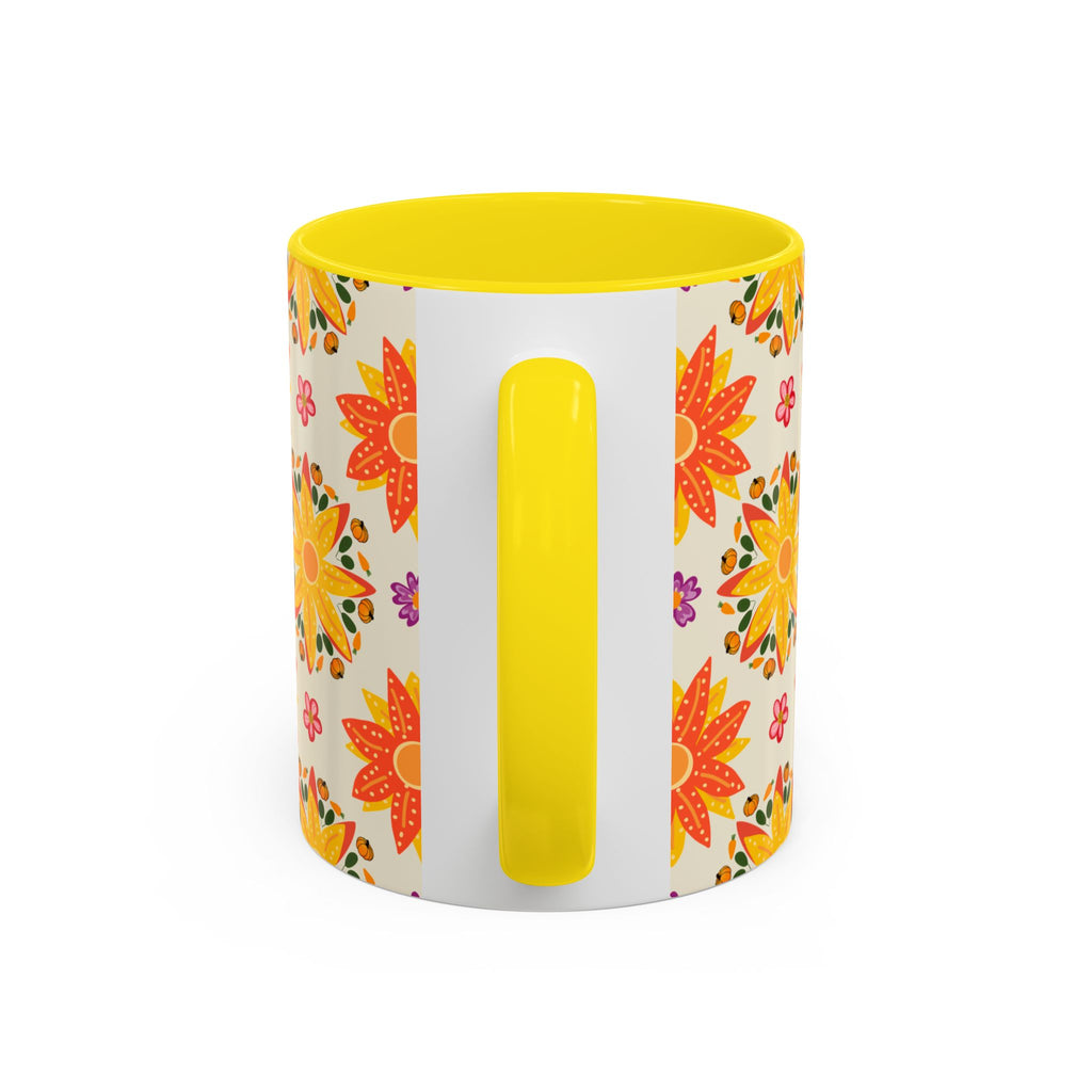 Vibrant Floral Accent Coffee Mug - Perfect for Home, Office, Gifts, Decorative Kitchenware, Unique Drinkware