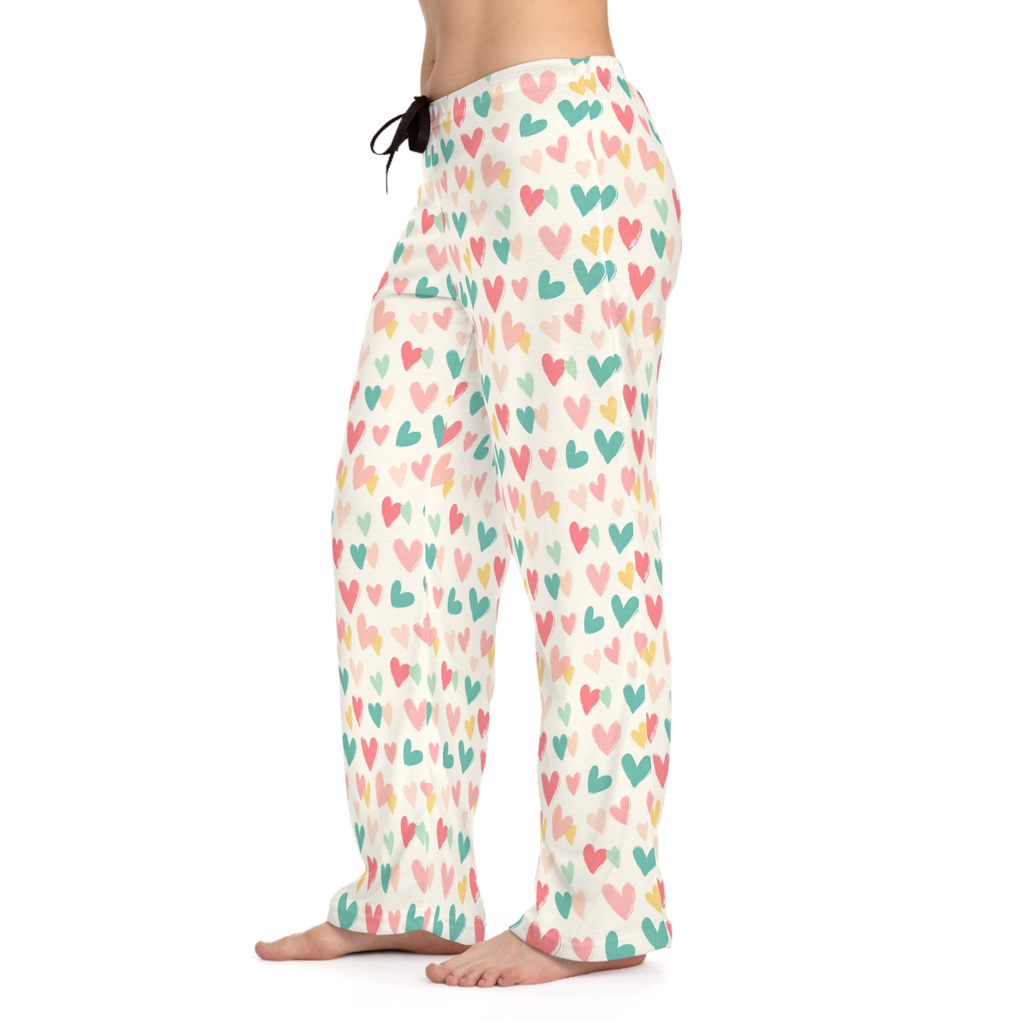Heart Pattern Women's Pajama Pants, Cute Loungewear, Cozy Sleepwear, Perfect for Valentine's Day, Relaxation, Gift for Her