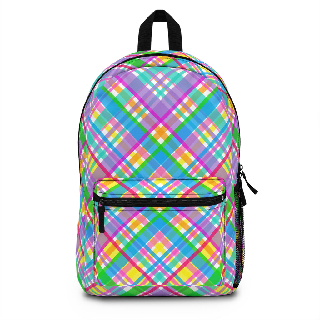 Vibrant Plaid Backpack | Colorful School Bag | Trendy Travel Pack | Fun Back-to-School Accessory | Ideal for Kids & Teens, Perfect Gift