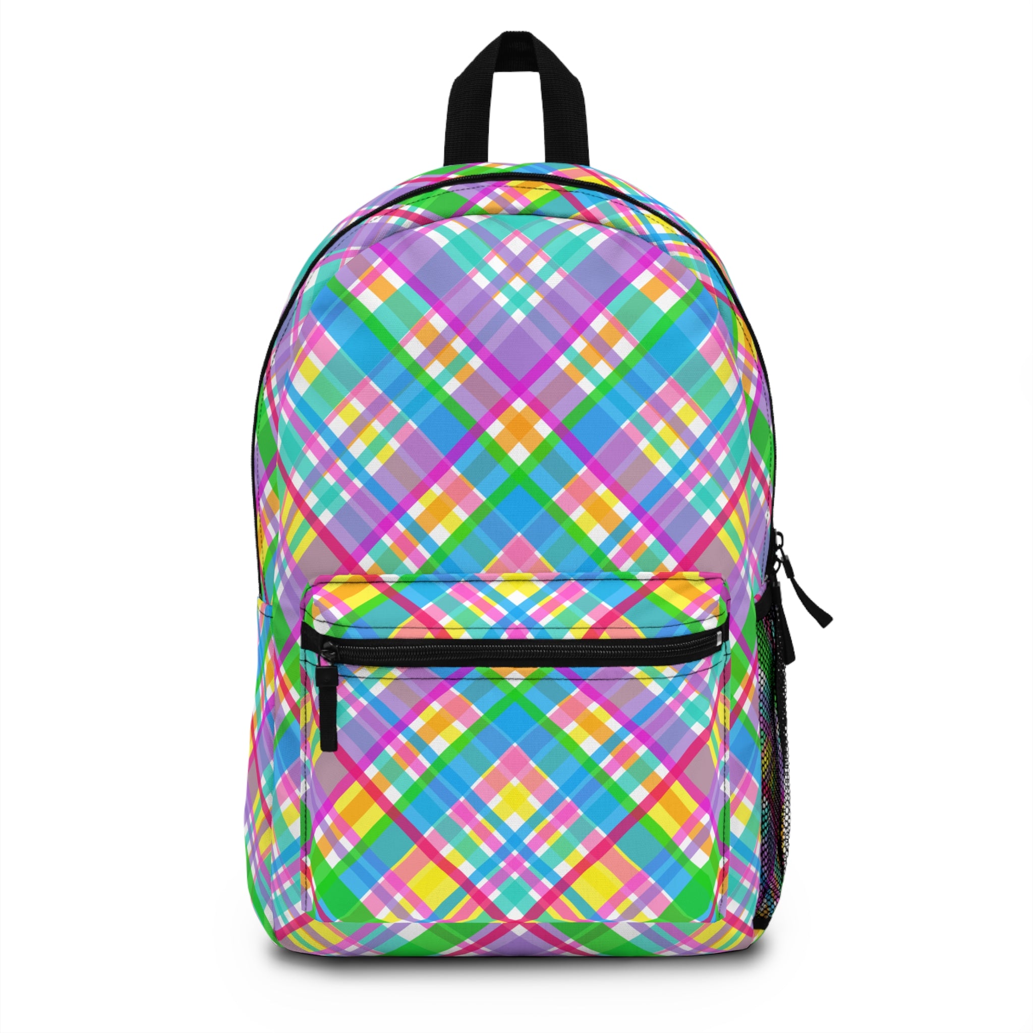 Vibrant Plaid Backpack | Colorful School Bag | Trendy Travel Pack | Fun Back-to-School Accessory | Ideal for Kids & Teens, Perfect Gift