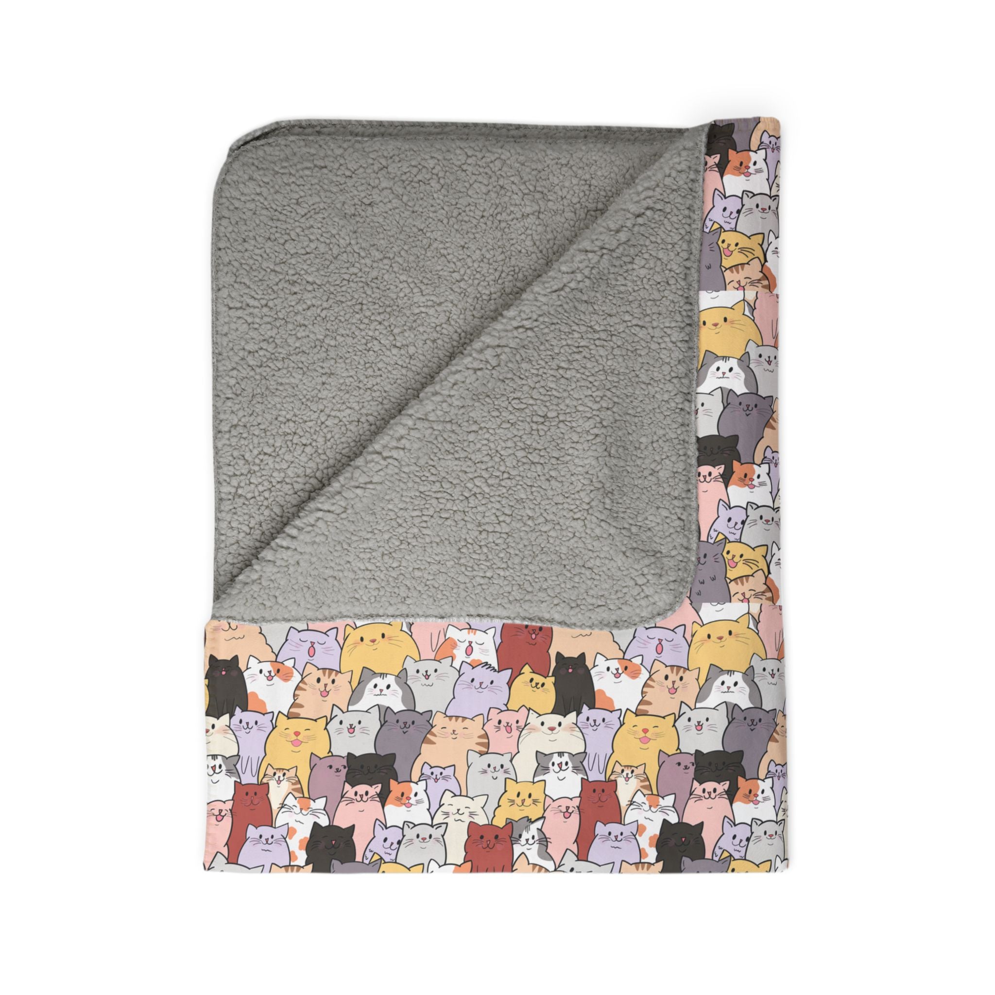 Cozy Fleece Sherpa Blanket with Fun Cat Pattern - Perfect for Snuggling, Gifts, Home Decor, Movie Nights, and Cozy Evenings