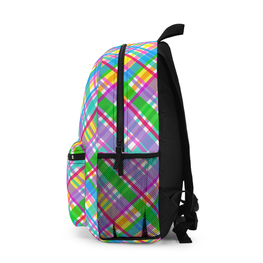 Vibrant Plaid Backpack | Colorful School Bag | Trendy Travel Pack | Fun Back-to-School Accessory | Ideal for Kids & Teens, Perfect Gift
