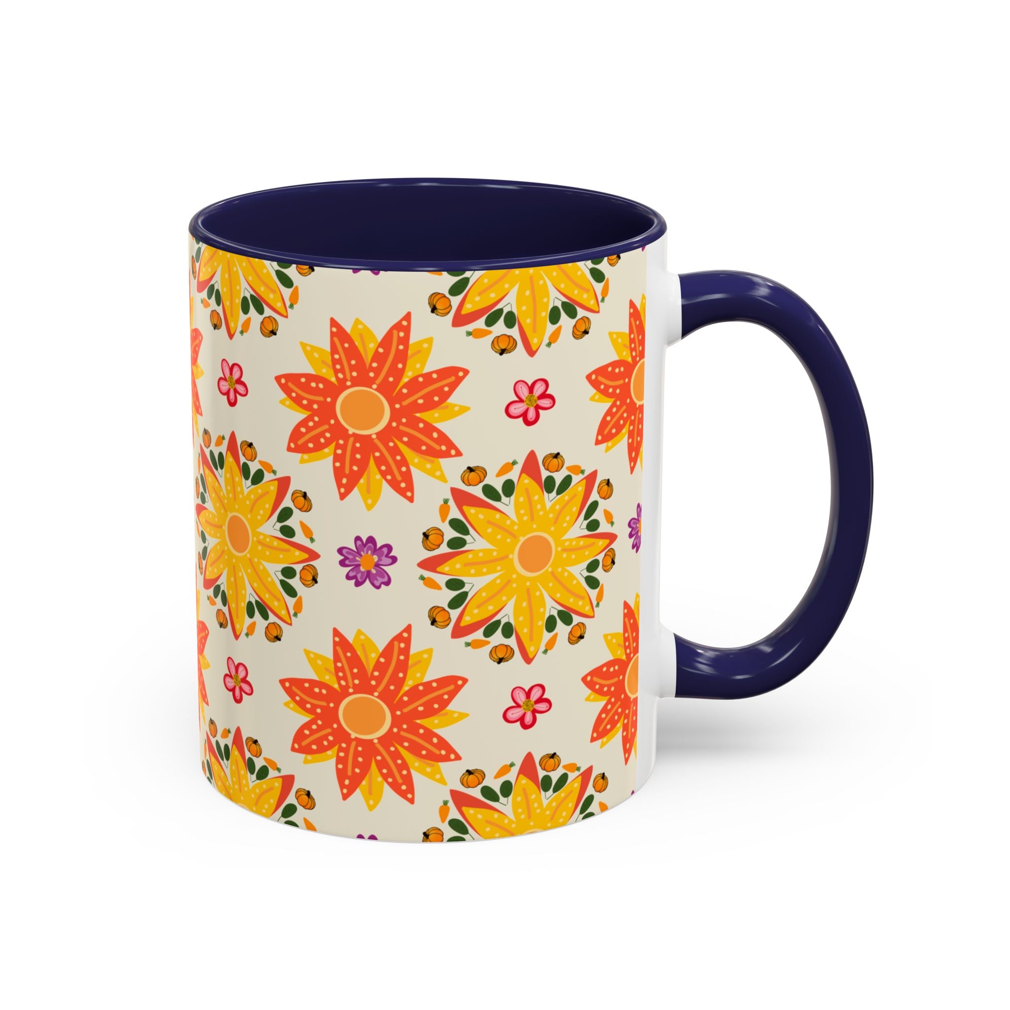 Vibrant Floral Accent Coffee Mug - Perfect for Home, Office, Gifts, Decorative Kitchenware, Unique Drinkware