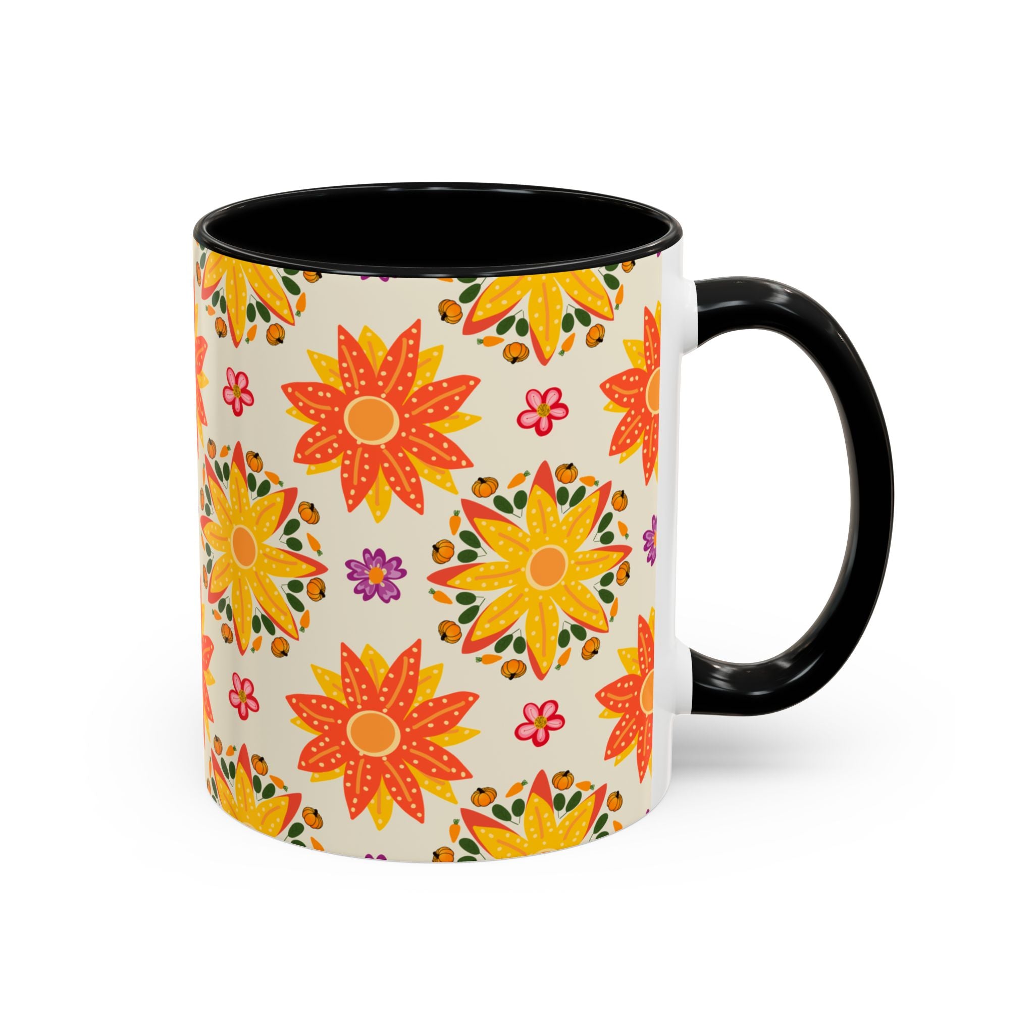 Vibrant Floral Accent Coffee Mug - Perfect for Home, Office, Gifts, Decorative Kitchenware, Unique Drinkware