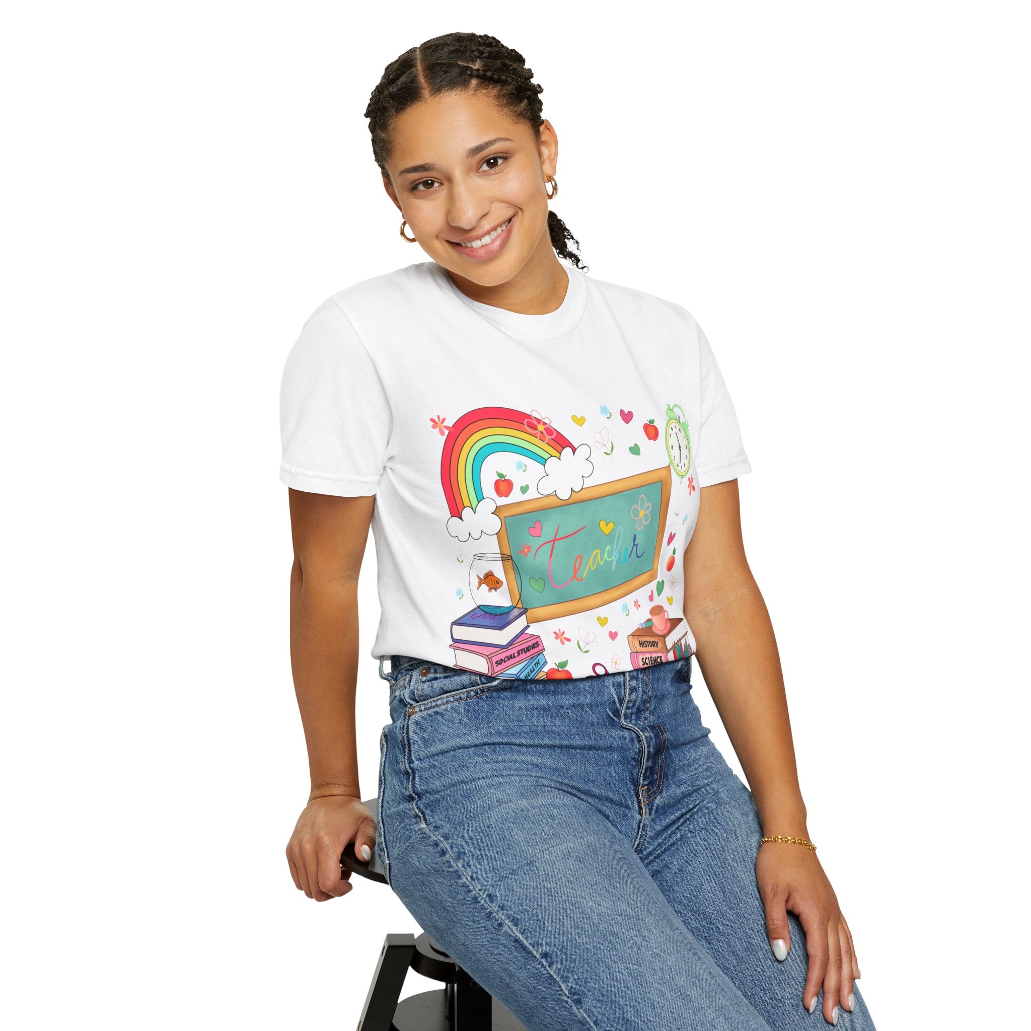 Teacher Appreciation T-Shirt, Classroom Gift, Teacher's Day Apparel, Cute Teacher Shirt, Educational Graphic Tee, Rainbow Design