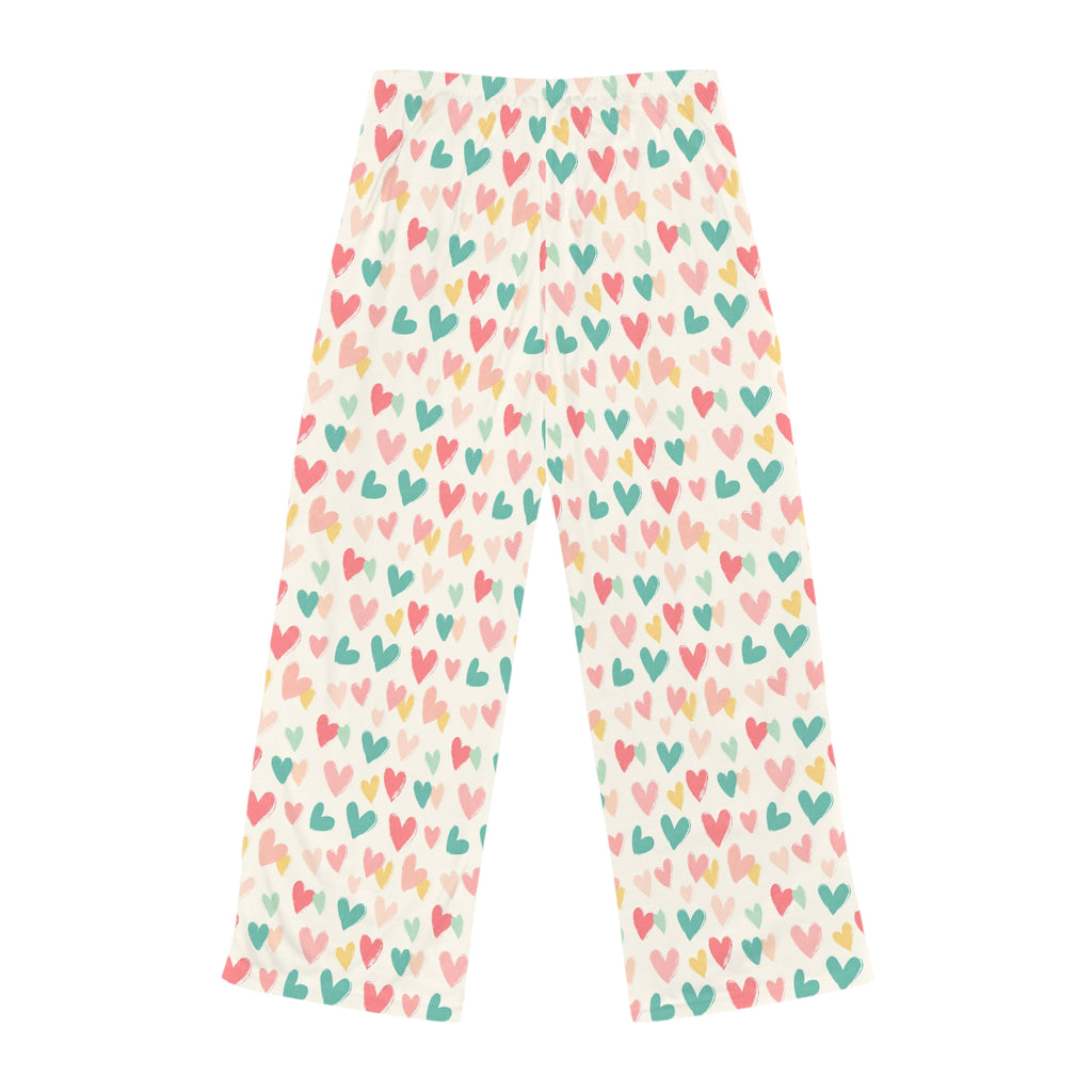 Heart Pattern Women's Pajama Pants, Cute Loungewear, Cozy Sleepwear, Perfect for Valentine's Day, Relaxation, Gift for Her