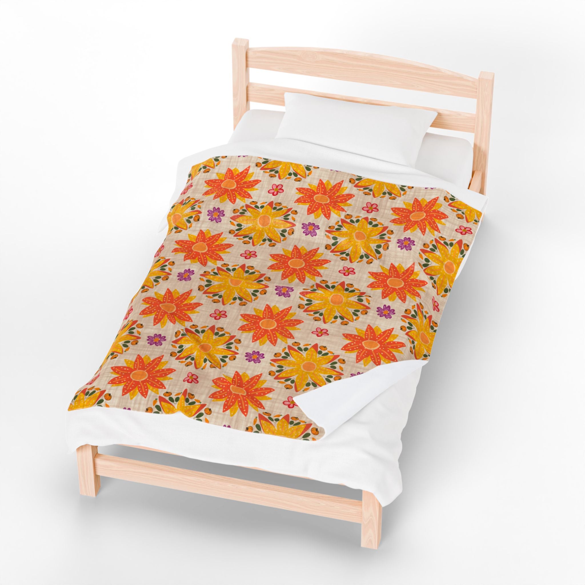 Vibrant Floral Velveteen Plush Blanket, Cozy Throw, Home Decor, Gift for Her, Spring Decor, Soft Blanket for All Occasions