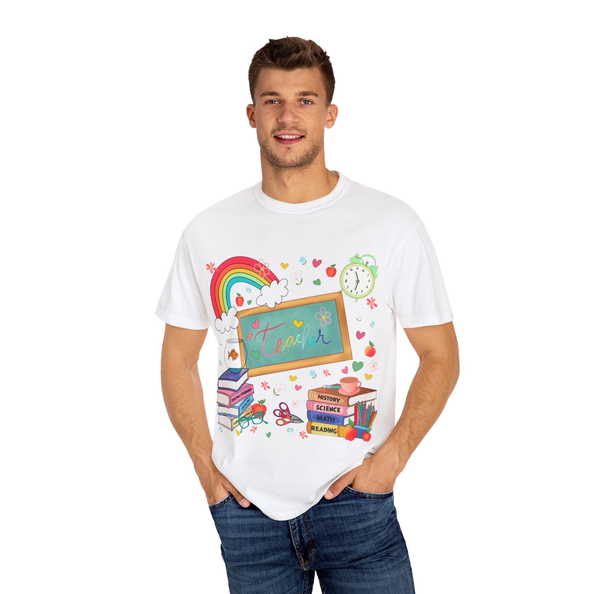 Teacher Appreciation T-Shirt, Classroom Gift, Teacher's Day Apparel, Cute Teacher Shirt, Educational Graphic Tee, Rainbow Design