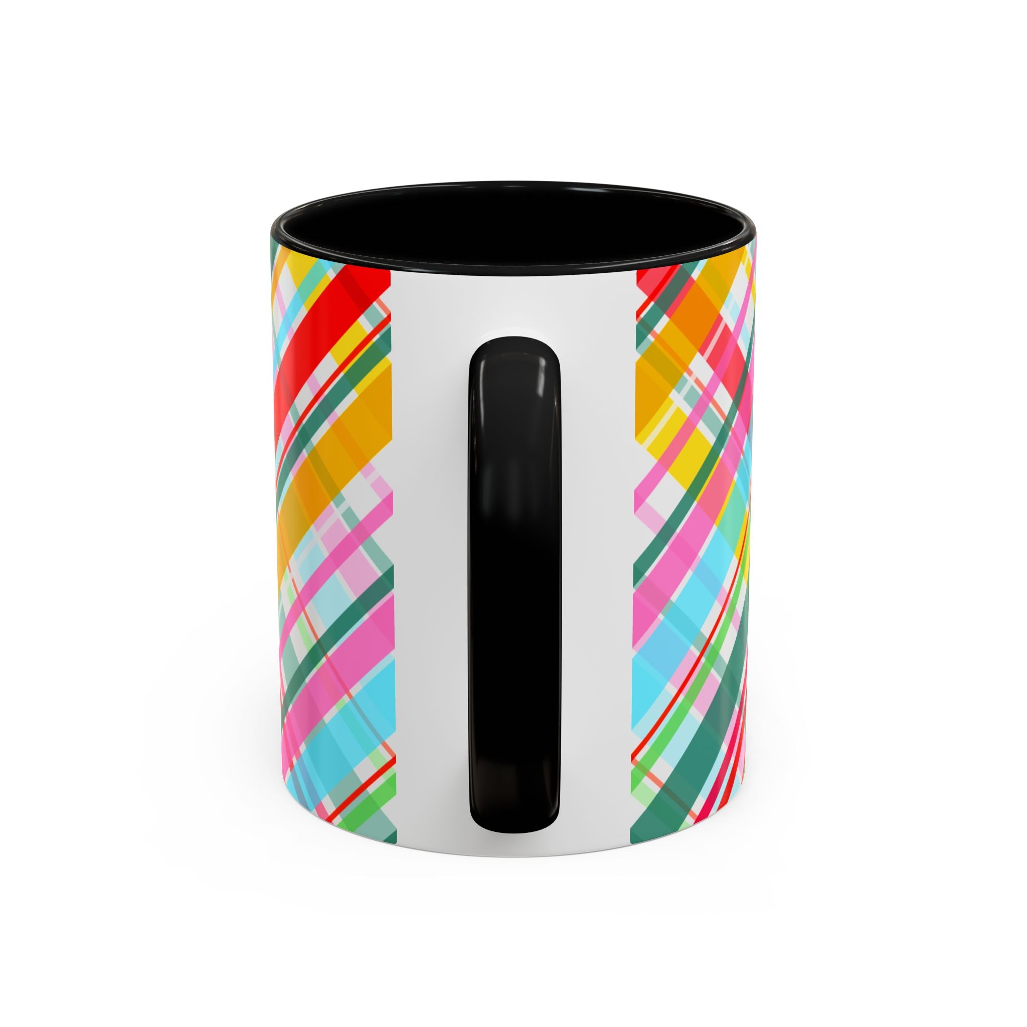 Colorful Plaid Accent Coffee Mug, Vibrant Drinkware for Home, Gift for Coffee Lovers, Colorful Kitchen Decor, Perfect for Any Occasion