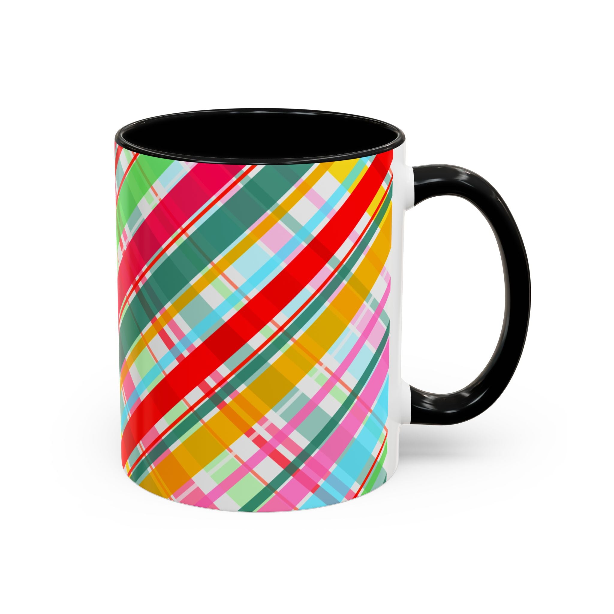 Colorful Plaid Accent Coffee Mug, Vibrant Drinkware for Home, Gift for Coffee Lovers, Colorful Kitchen Decor, Perfect for Any Occasion