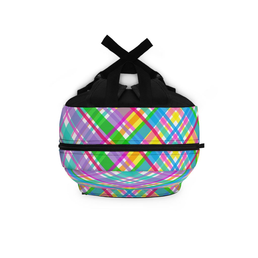 Vibrant Plaid Backpack | Colorful School Bag | Trendy Travel Pack | Fun Back-to-School Accessory | Ideal for Kids & Teens, Perfect Gift