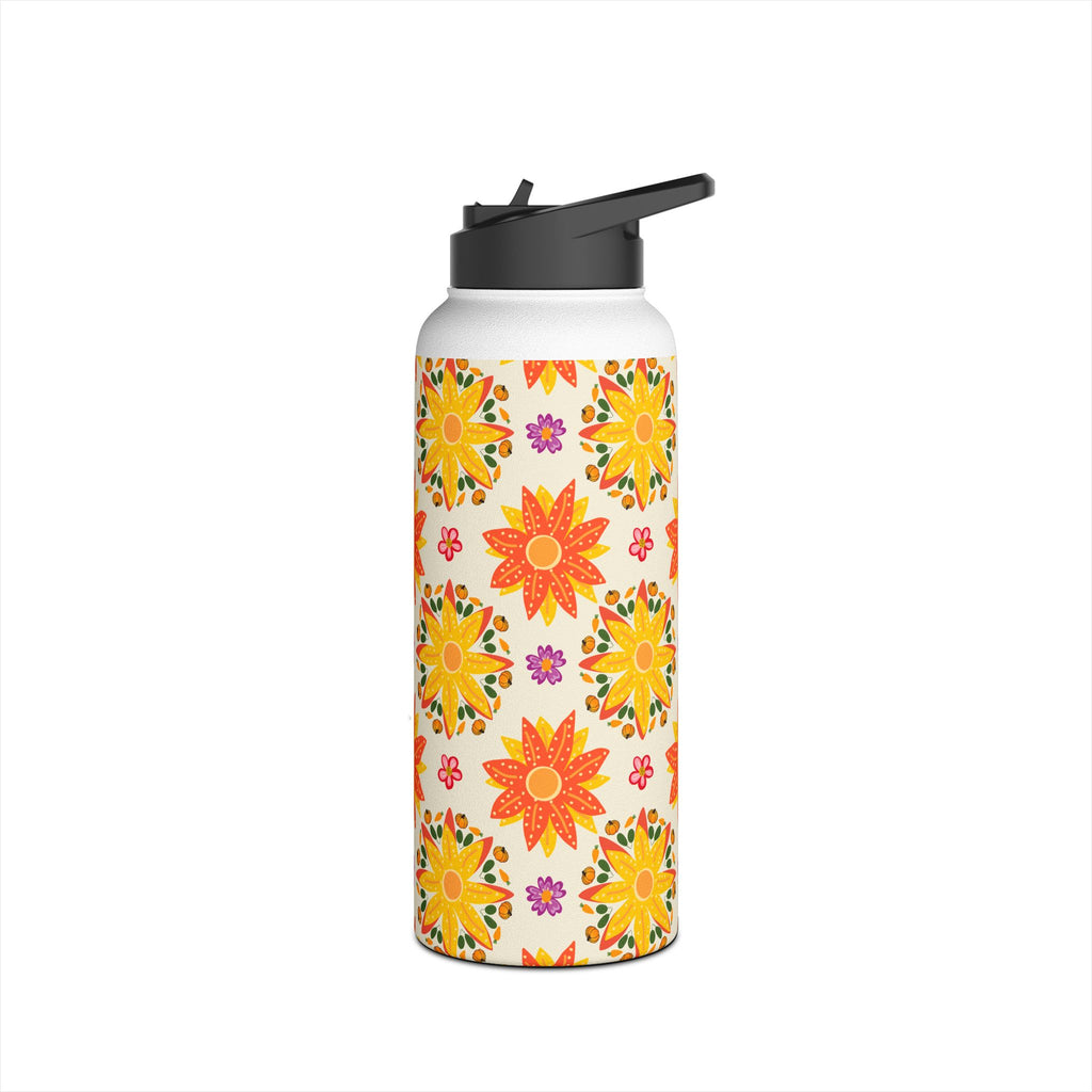 Vibrant Floral Stainless Steel Water Bottle, Eco-Friendly Drinkware, Hydration for Yoga, Travel, Gift for Nature Lovers