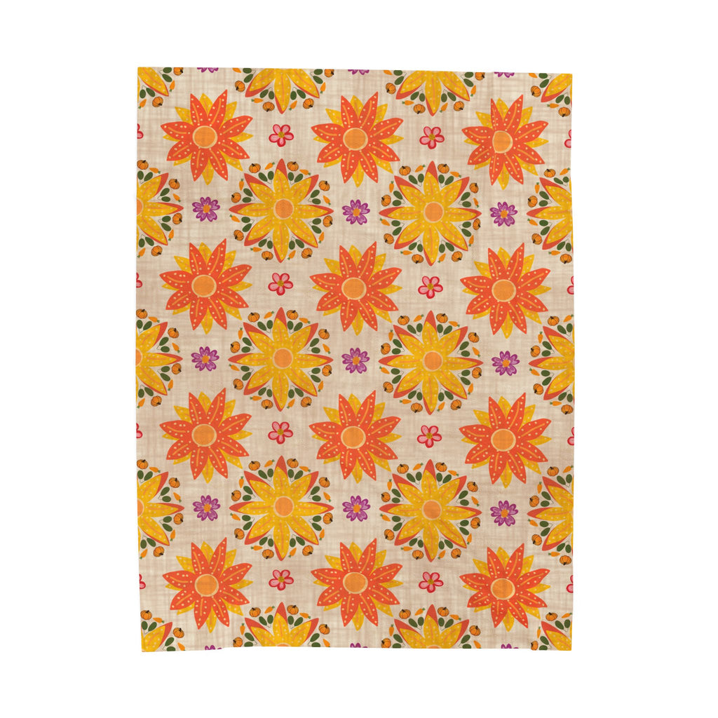 Vibrant Floral Velveteen Plush Blanket, Cozy Throw, Home Decor, Gift for Her, Spring Decor, Soft Blanket for All Occasions